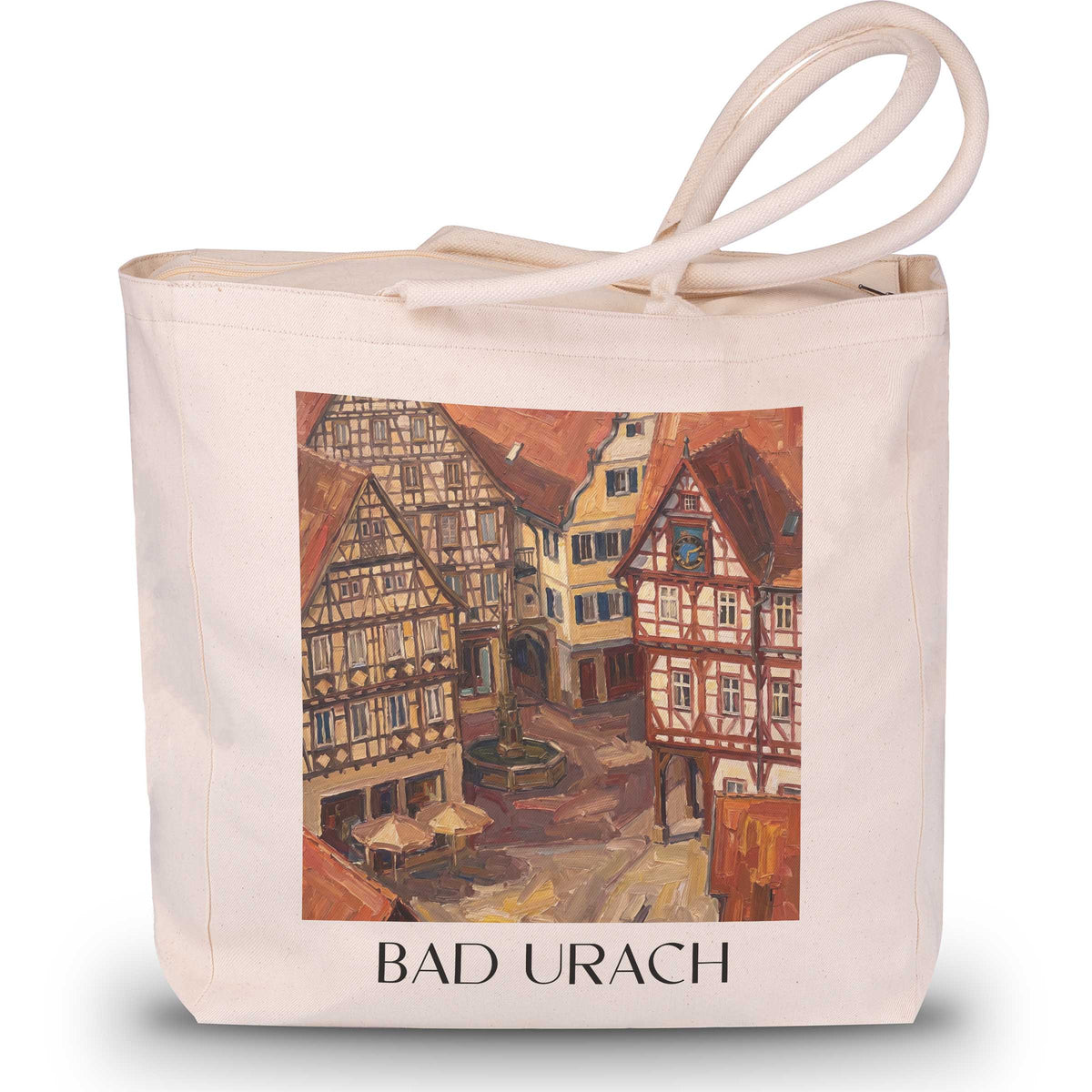 Bad Urach Shopping Tasche - Schwäbische Alb - Deutschland Tote Bag - Einkaufstasche im Ölgemälde Stil - favplace