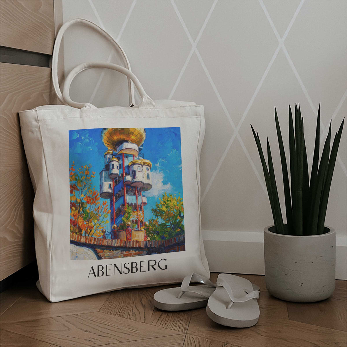 abensberg-donautal-deutschland-einkaufstasche-oil-painting-oelgemaelde