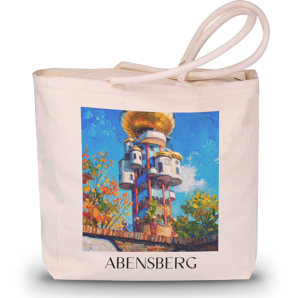 Abensberg Shopping Tasche - Donautal - Deutschland Tote Bag - Einkaufstasche im Ölgemälde Stil - favplace