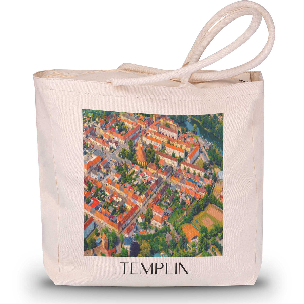 Templin Shopping Tasche - Uckermark - Deutschland Tote Bag - Einkaufstasche im Ölgemälde Stil - favplace