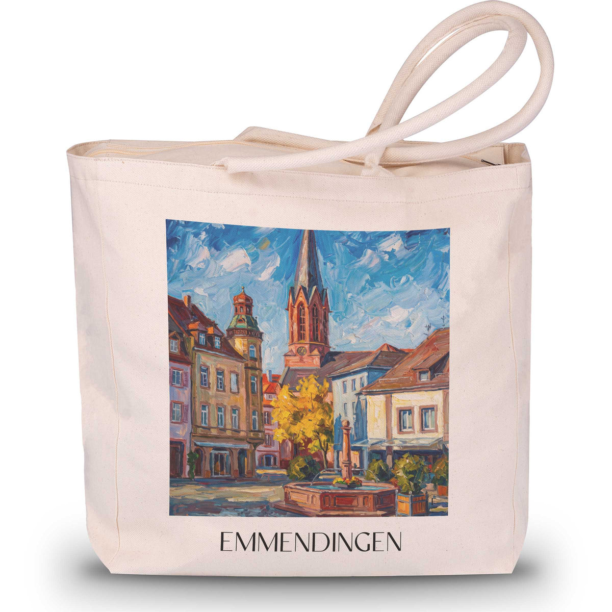 Emmendingen Shopping Tasche - Breisgau - Deutschland Tote Bag - Einkaufstasche im Ölgemälde Stil - favplace