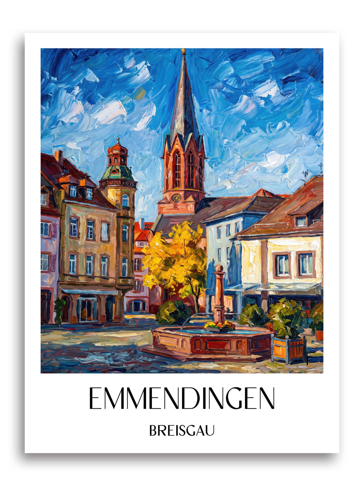 Emmendingen Poster - Breisgau - Deutschland Kunstdruck - Ölgemälde von A4 bis A1