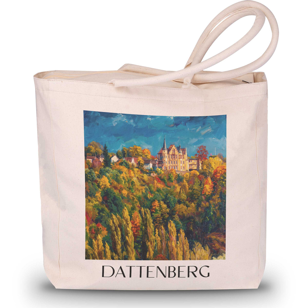 Dattenberg Shopping Tasche - Mittelrhein - Deutschland Tote Bag - Einkaufstasche im Ölgemälde Stil - favplace