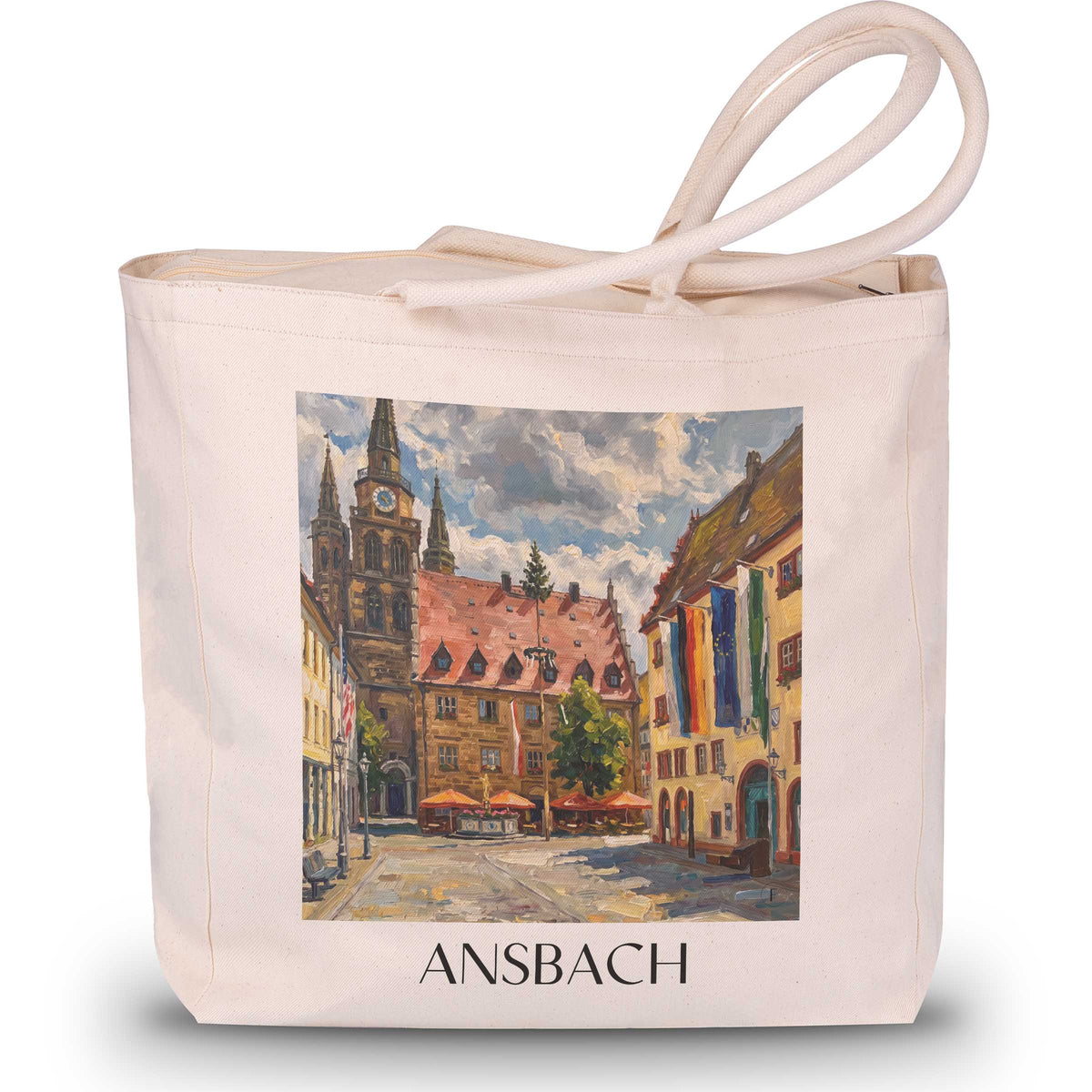 Ansbach Shopping Tasche - Mittelfranken - Deutschland Tote Bag - Einkaufstasche im Ölgemälde Stil - favplace