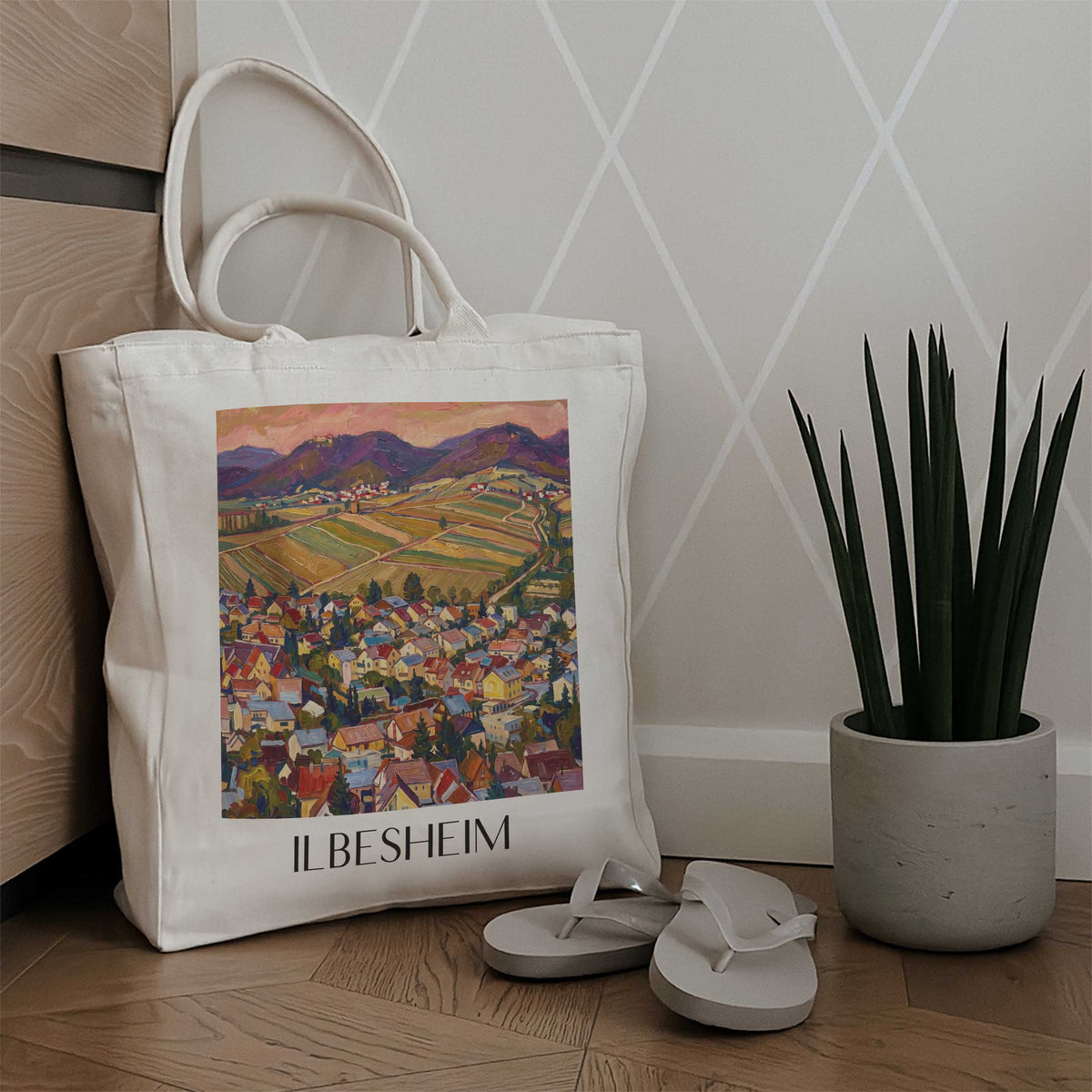 ilbesheim-pfalz-deutschland-einkaufstasche-oil-painting-oelgemaelde