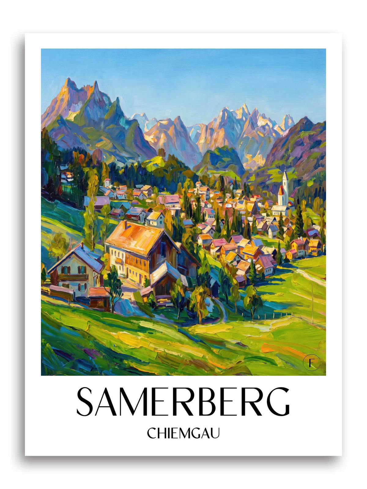 Samerberg Poster - Chiemgau - Deutschland Kunstdruck - Ölgemälde von A4 bis A1