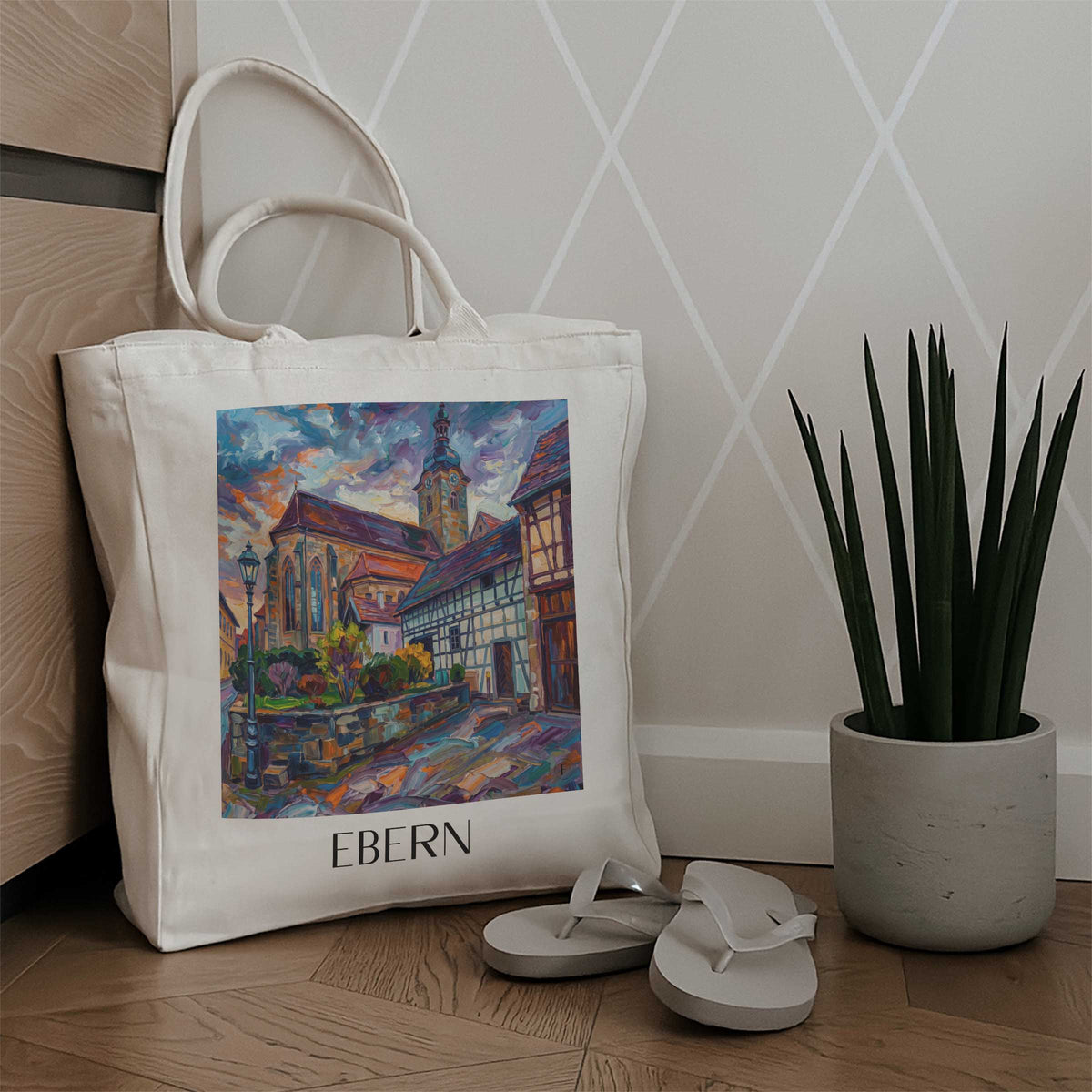 ebern-bayern-deutschland-einkaufstasche-oil-painting-oelgemaelde