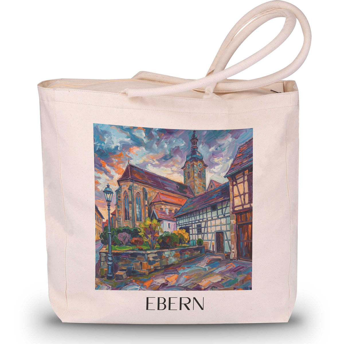 Ebern Shopping Tasche - Bayern - Deutschland Tote Bag - Einkaufstasche im Ölgemälde Stil - favplace