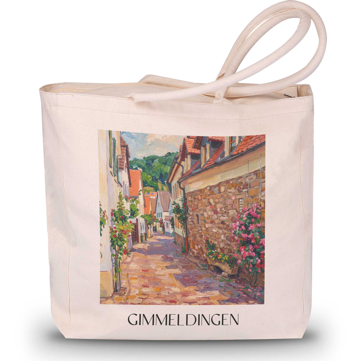 Gimmeldingen Shopping Tasche - Pfalz - Deutschland Tote Bag - Einkaufstasche im Ölgemälde Stil - favplace