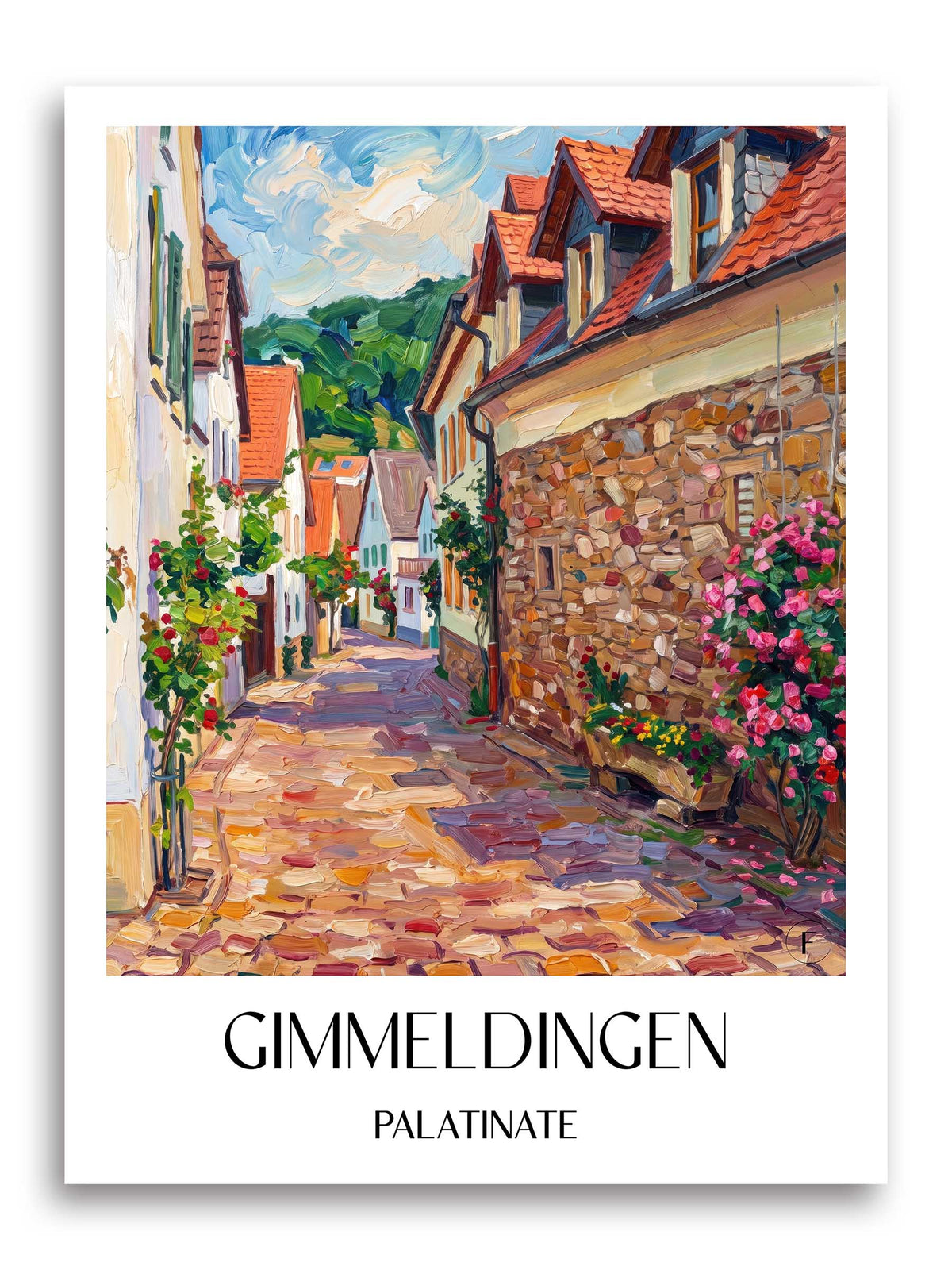 Gimmeldingen Poster - Pfalz - Deutschland Kunstdruck - Ölgemälde von A4 bis A1