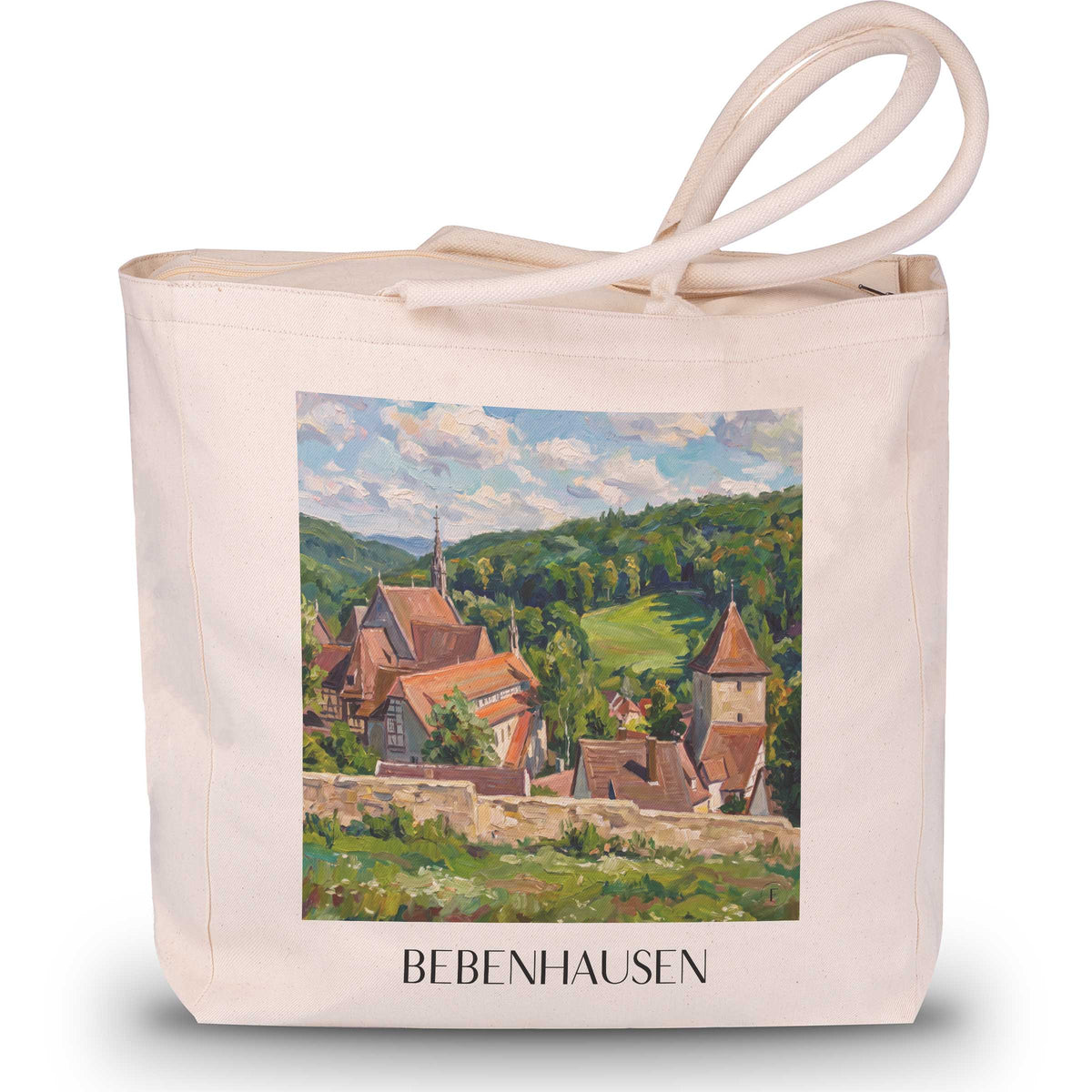 bebenhausen-schönbuch-deutschland-einkaufstasche-oil-painting-oelgemaelde