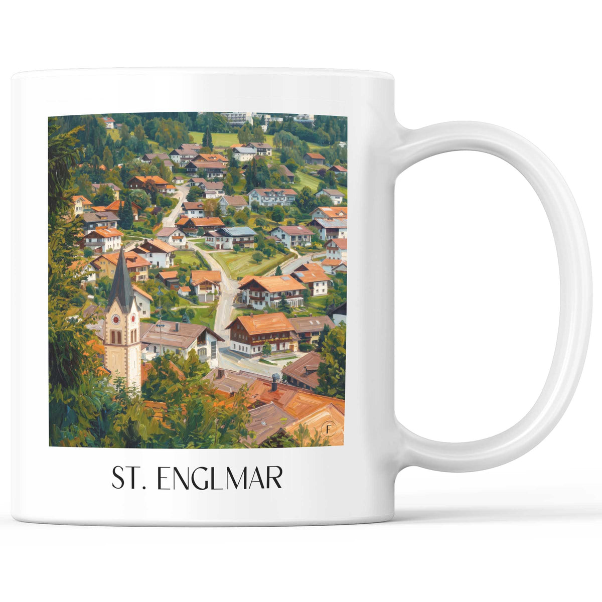 St. Englmar Kaffeebecher - Bayerischer Wald - Deutschland Becher - Kaffeetasse im Ölgemälde Stil