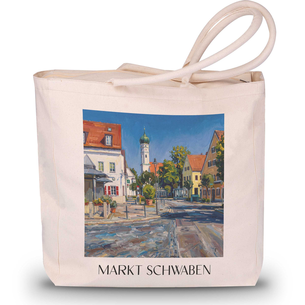 markt-schwaben-bayern-deutschland-einkaufstasche-oil-painting-oelgemaelde