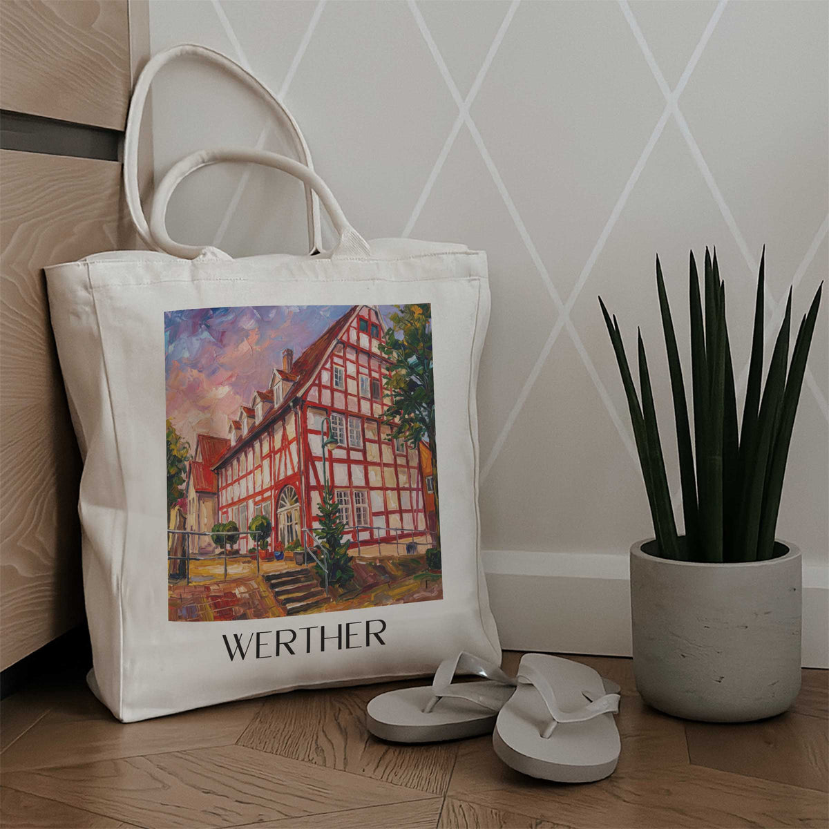 werther-ostwestfalen-deutschland-einkaufstasche-oil-painting-oelgemaelde