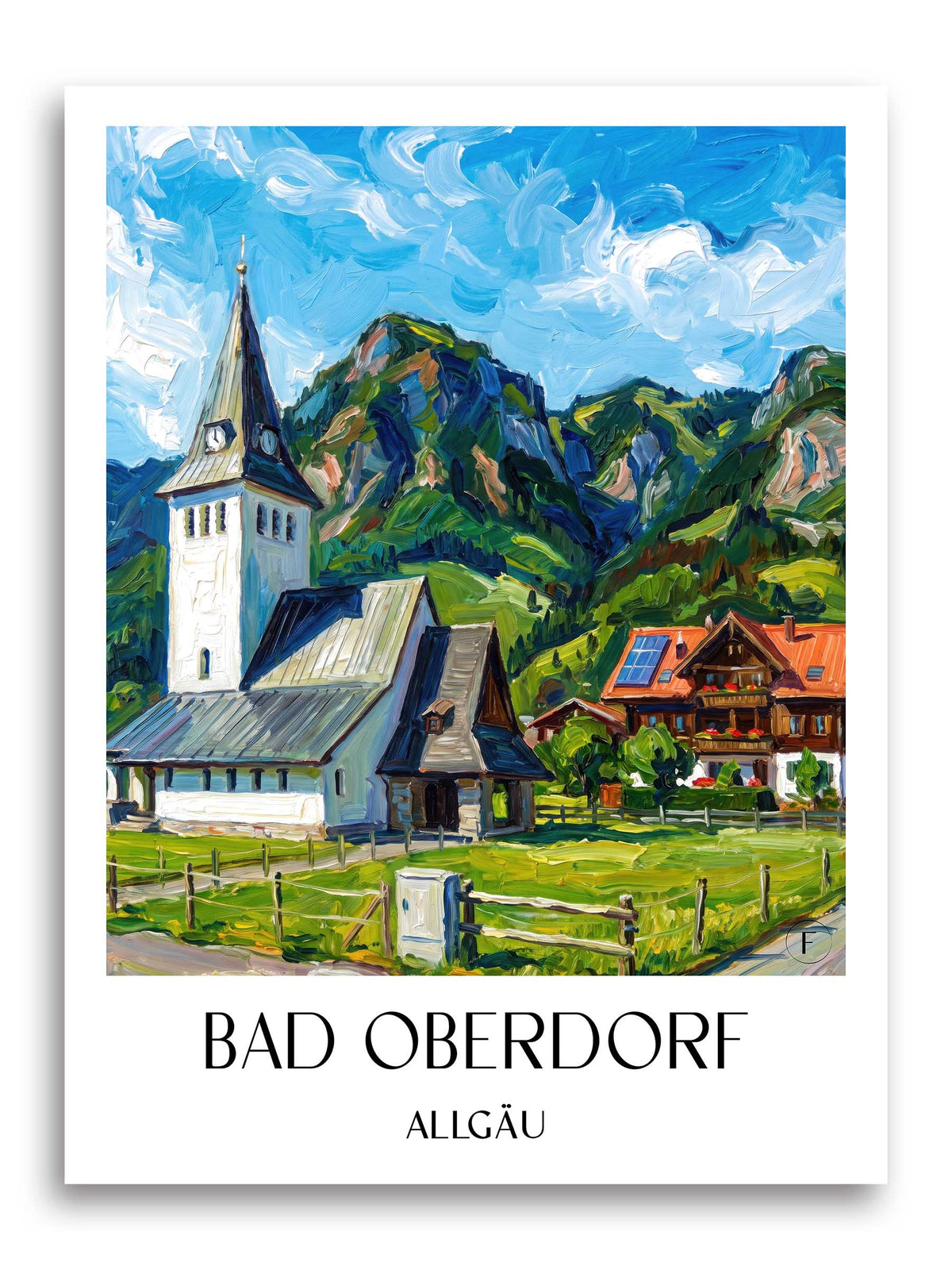 Bad Oberdorf Poster - Allgäu - Deutschland Kunstdruck - Ölgemälde von A4 bis A1