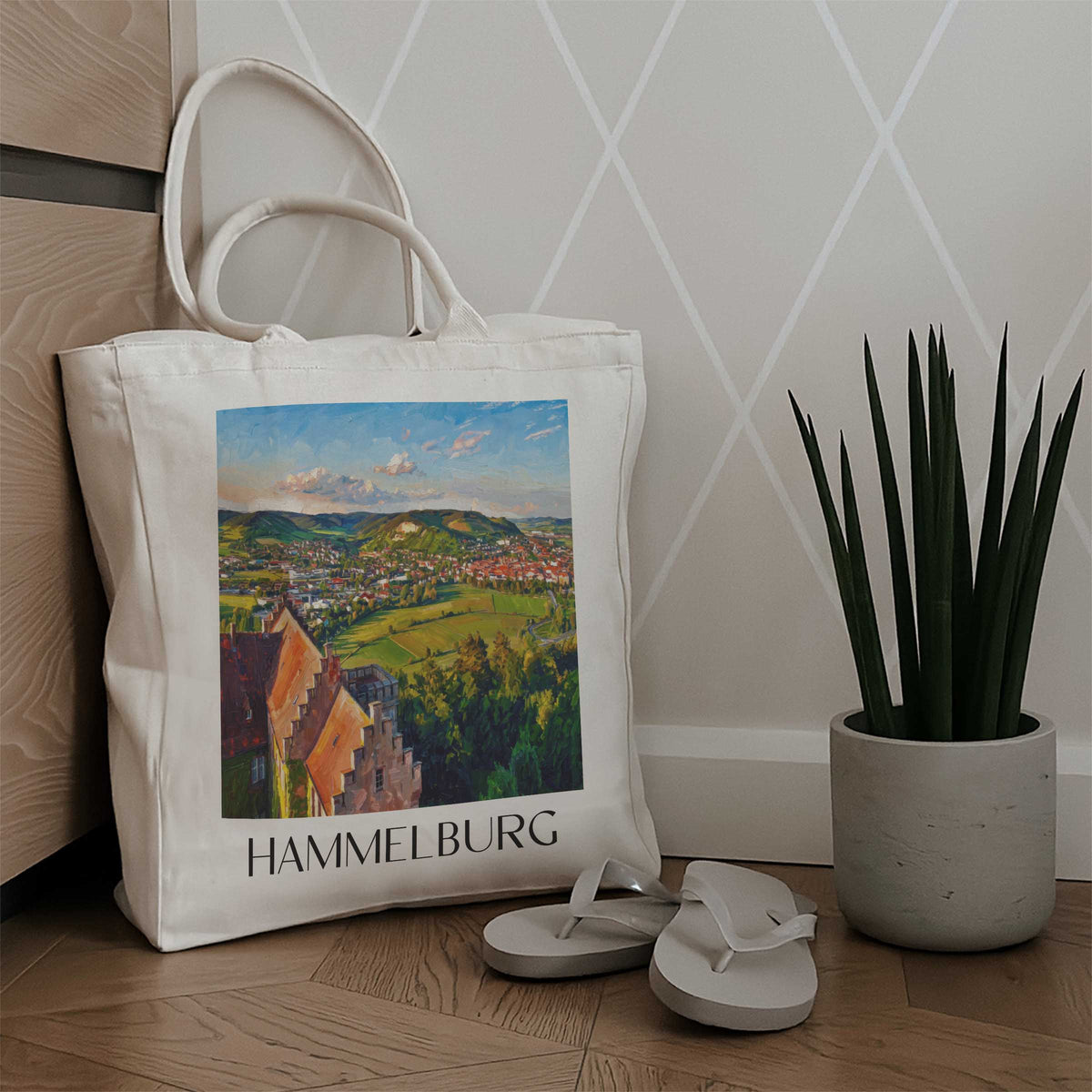hammelburg-rhön-deutschland-einkaufstasche-oil-painting-oelgemaelde