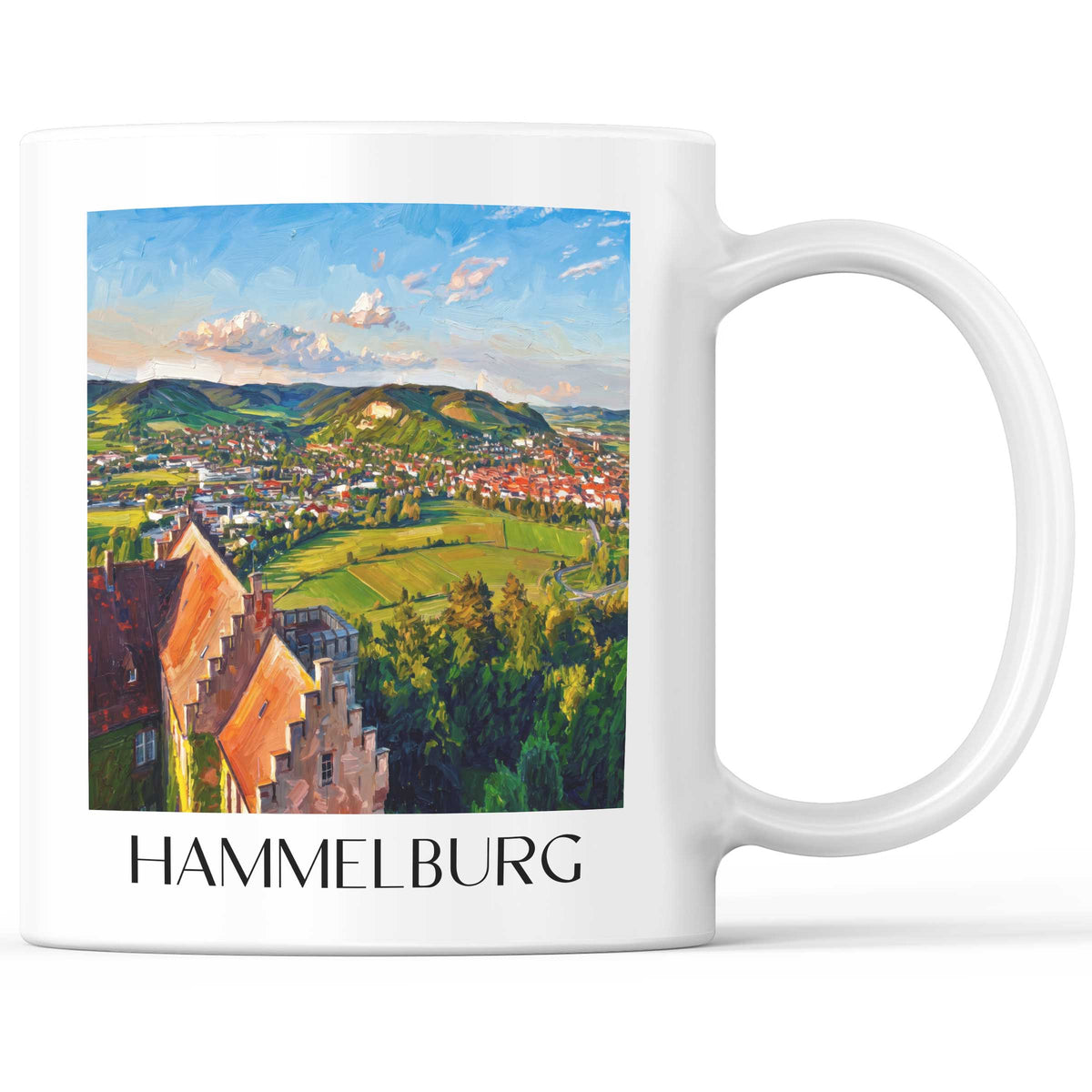 Hammelburg Kaffeebecher - Rhön - Deutschland Becher - Kaffeetasse im Ölgemälde Stil