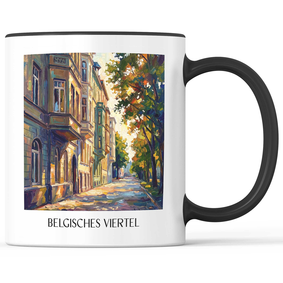 Belgisches Viertel Kaffeebecher - Köln - Deutschland Becher - Kaffeetasse im Ölgemälde Stil