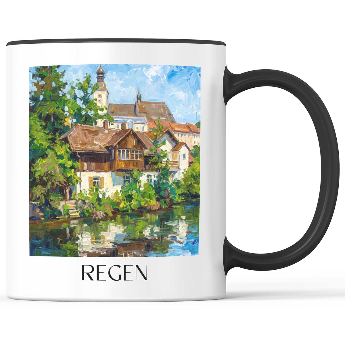 Regen Kaffeebecher - Bayrischer Wald - Deutschland Becher - Kaffeetasse im Ölgemälde Stil