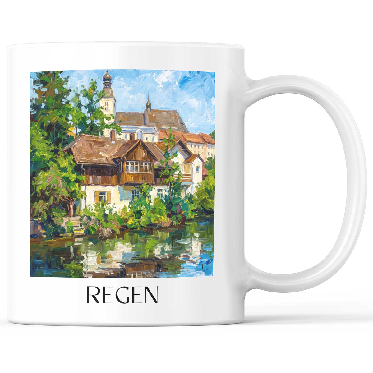 Regen Kaffeebecher - Bayrischer Wald - Deutschland Becher - Kaffeetasse im Ölgemälde Stil