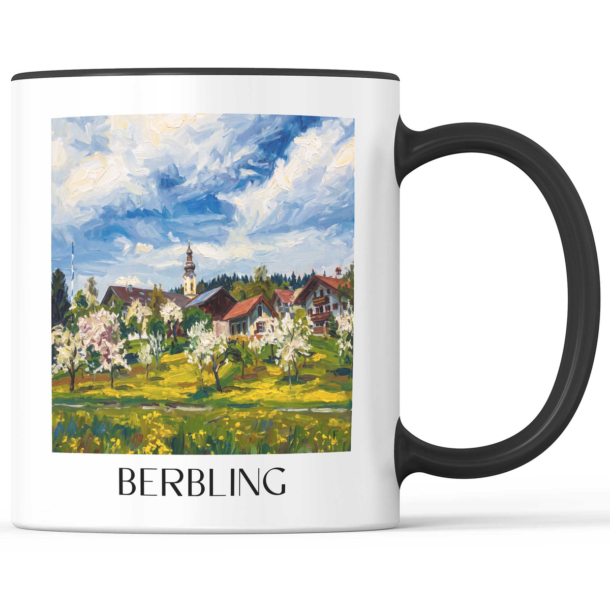 Berbling Kaffeebecher - Chiemgau - Deutschland Becher - Kaffeetasse im Ölgemälde Stil