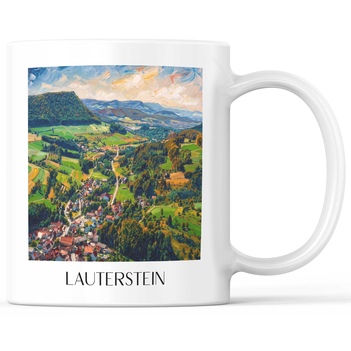 Lauterstein Kaffeebecher - Schwäbische Alb - Deutschland Becher - Kaffeetasse im Ölgemälde Stil