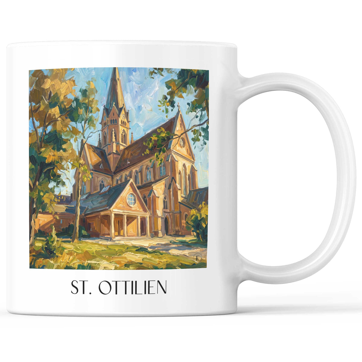 St. Ottilien Kaffeebecher - Bayern - Deutschland Becher - Kaffeetasse im Ölgemälde Stil