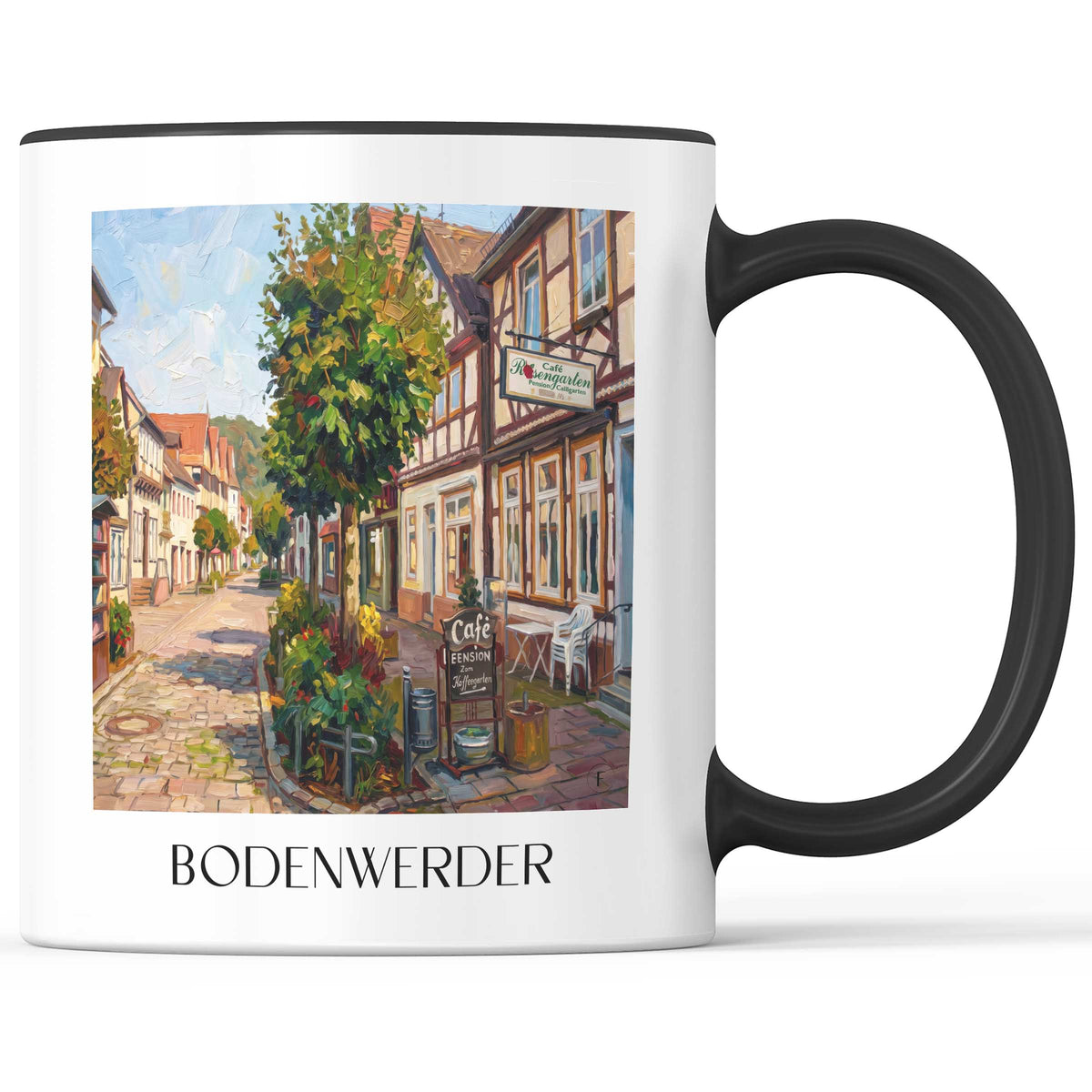 Bodenwerder Kaffeebecher - Weserbergland - Deutschland Becher - Kaffeetasse im Ölgemälde Stil