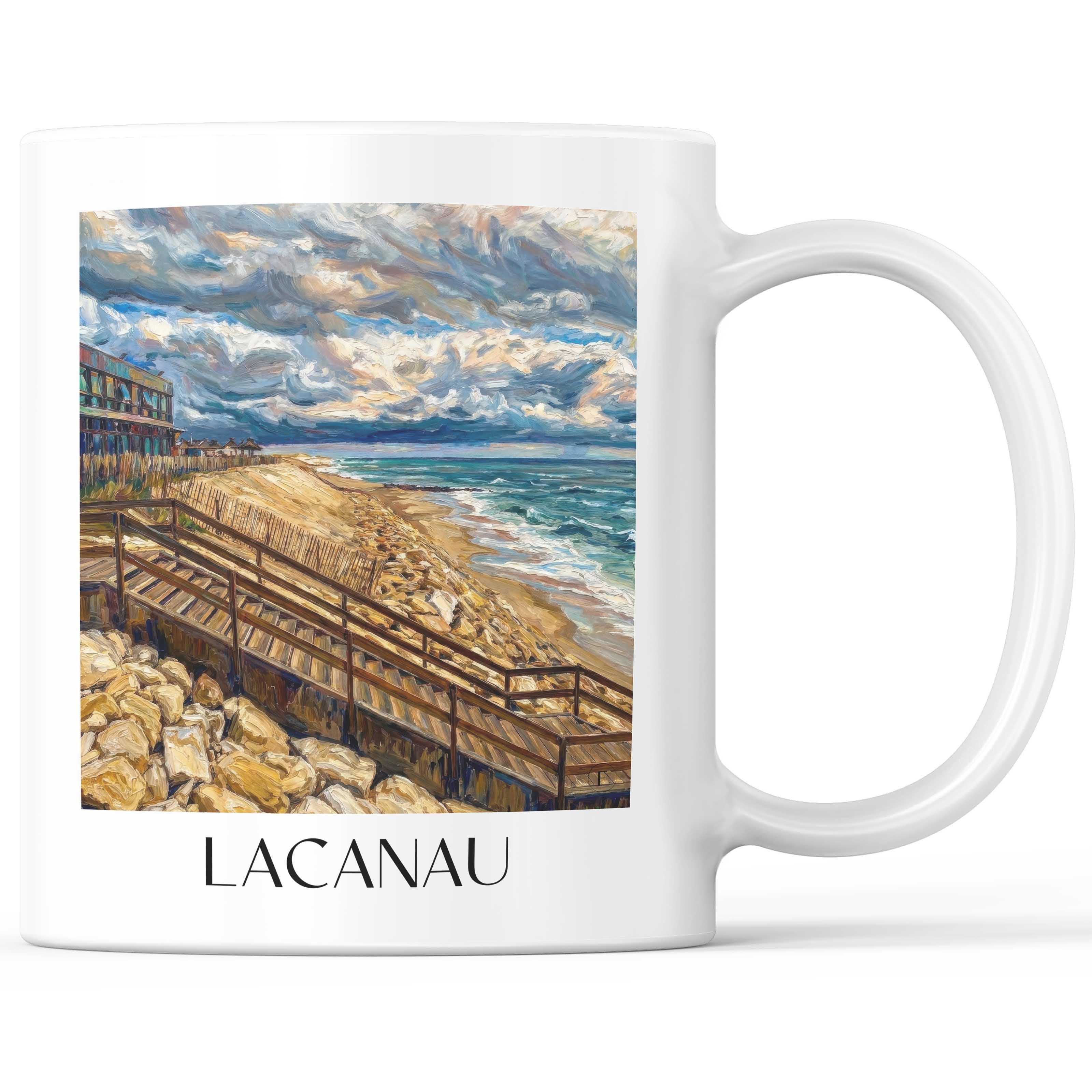 Lacanau Kaffeebecher - Côte d'Argent - Frankreich Becher - Kaffeetasse im Ölgemälde Stil