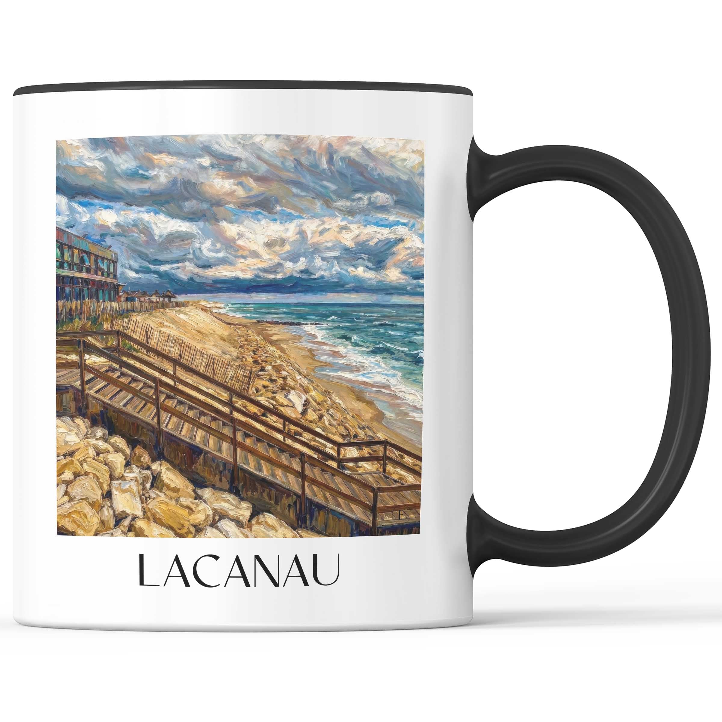 Lacanau Kaffeebecher - Côte d'Argent - Frankreich Becher - Kaffeetasse im Ölgemälde Stil