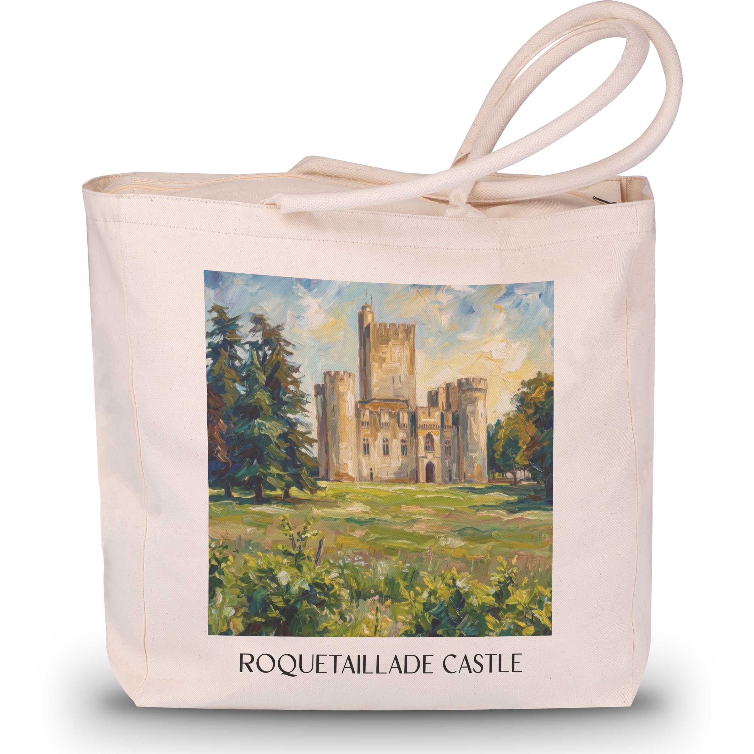 Château de Roquetaillade Shopping Tasche - Entre-deux-Mers - Frankreich Tote Bag - Einkaufstasche im Ölgemälde Stil