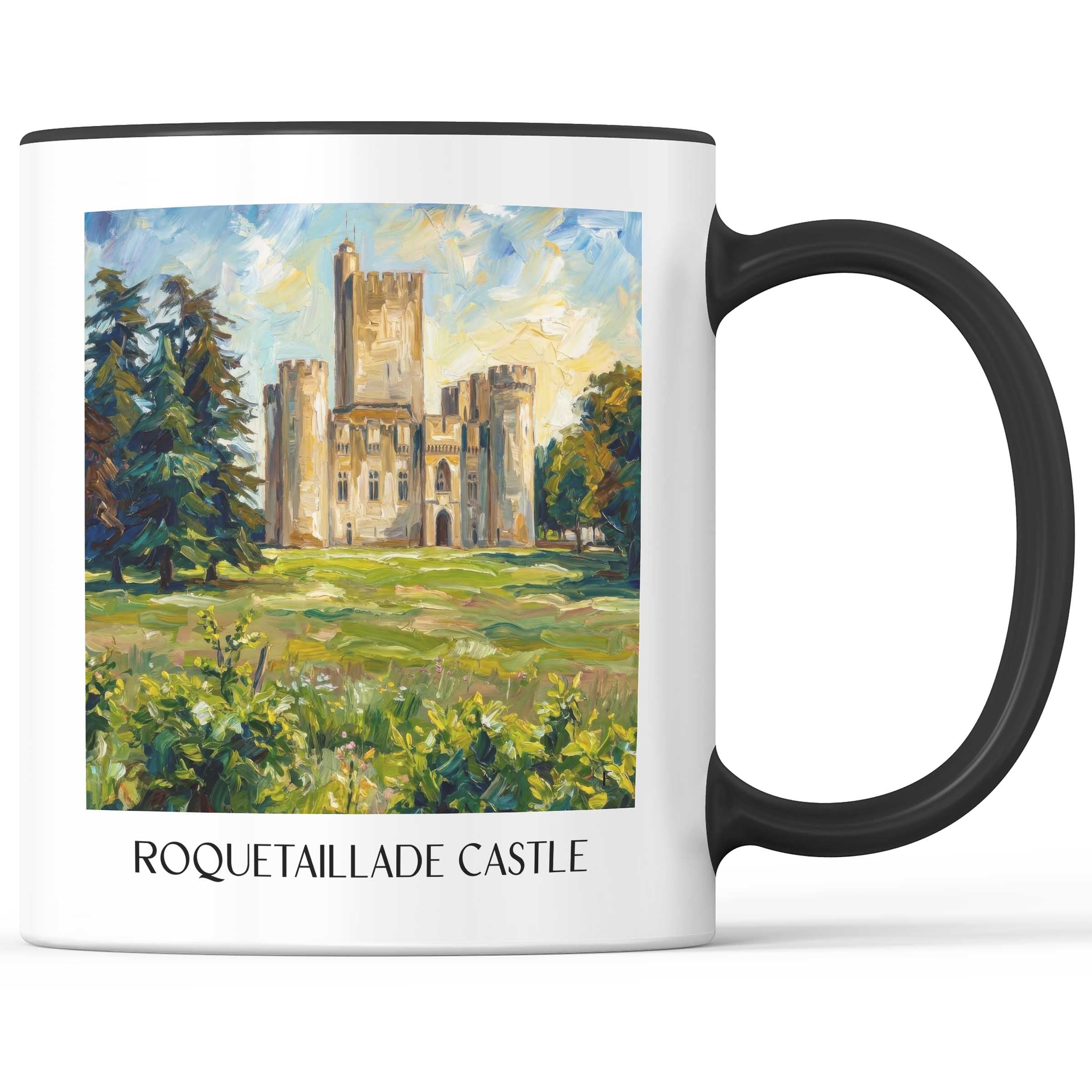 Château de Roquetaillade Kaffeebecher - Entre-deux-Mers - Frankreich Becher - Kaffeetasse im Ölgemälde Stil