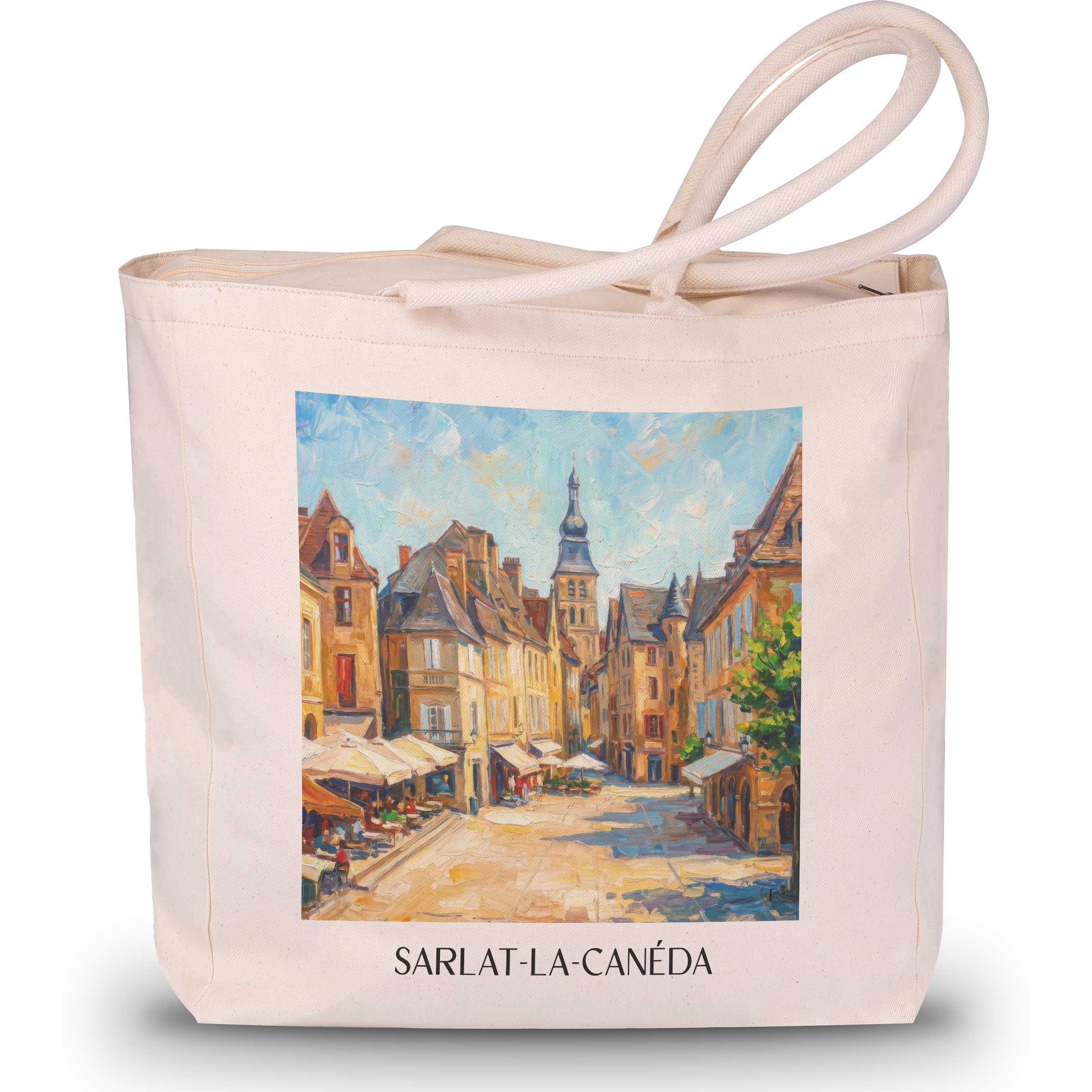 sarlat-la-canéda-périgord-noir-frankreich-einkaufstasche-oil-painting-oelgemaelde