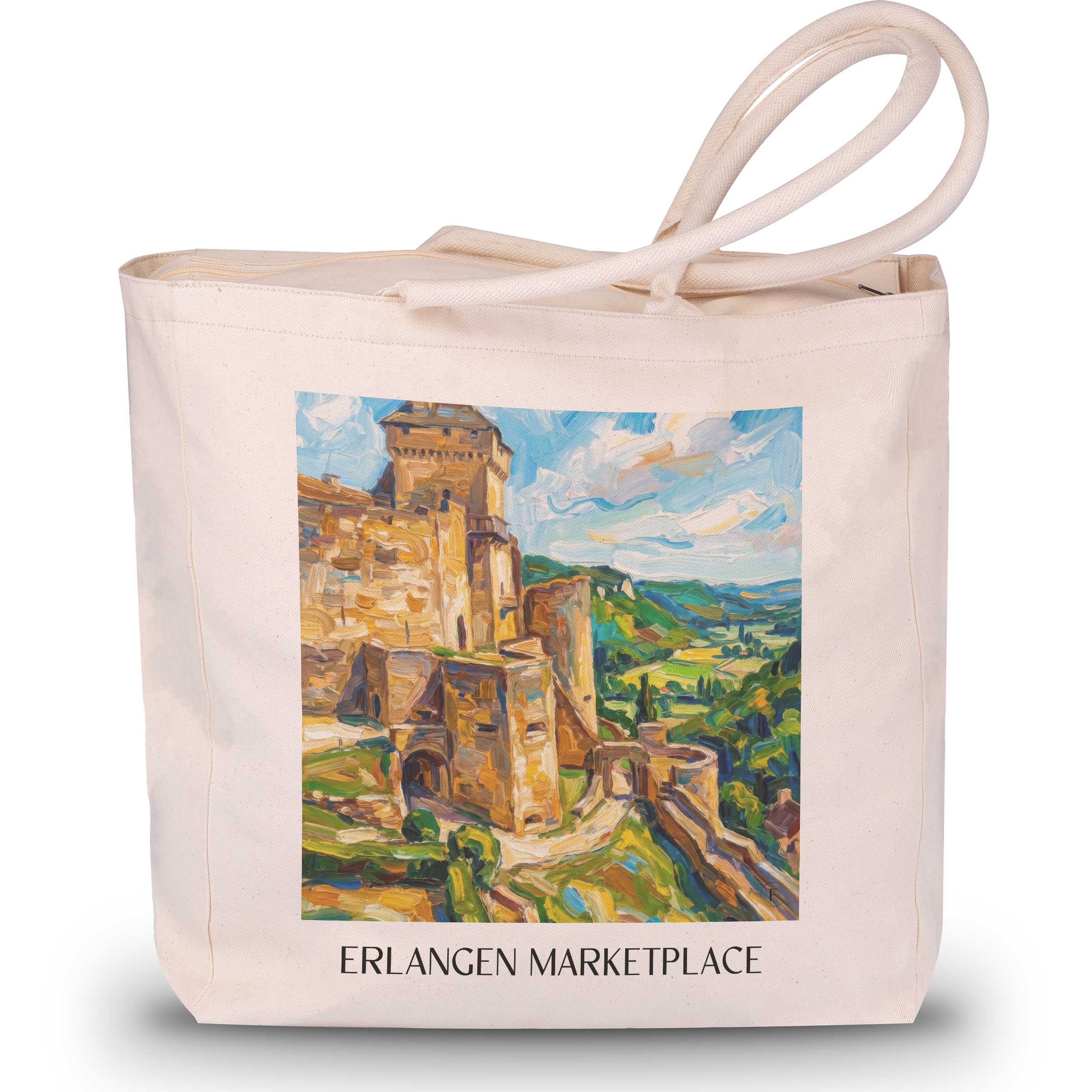 Château de Castelnaud Shopping Tasche - Vallée de la Dordogne - Frankreich Tote Bag - Einkaufstasche im Ölgemälde Stil