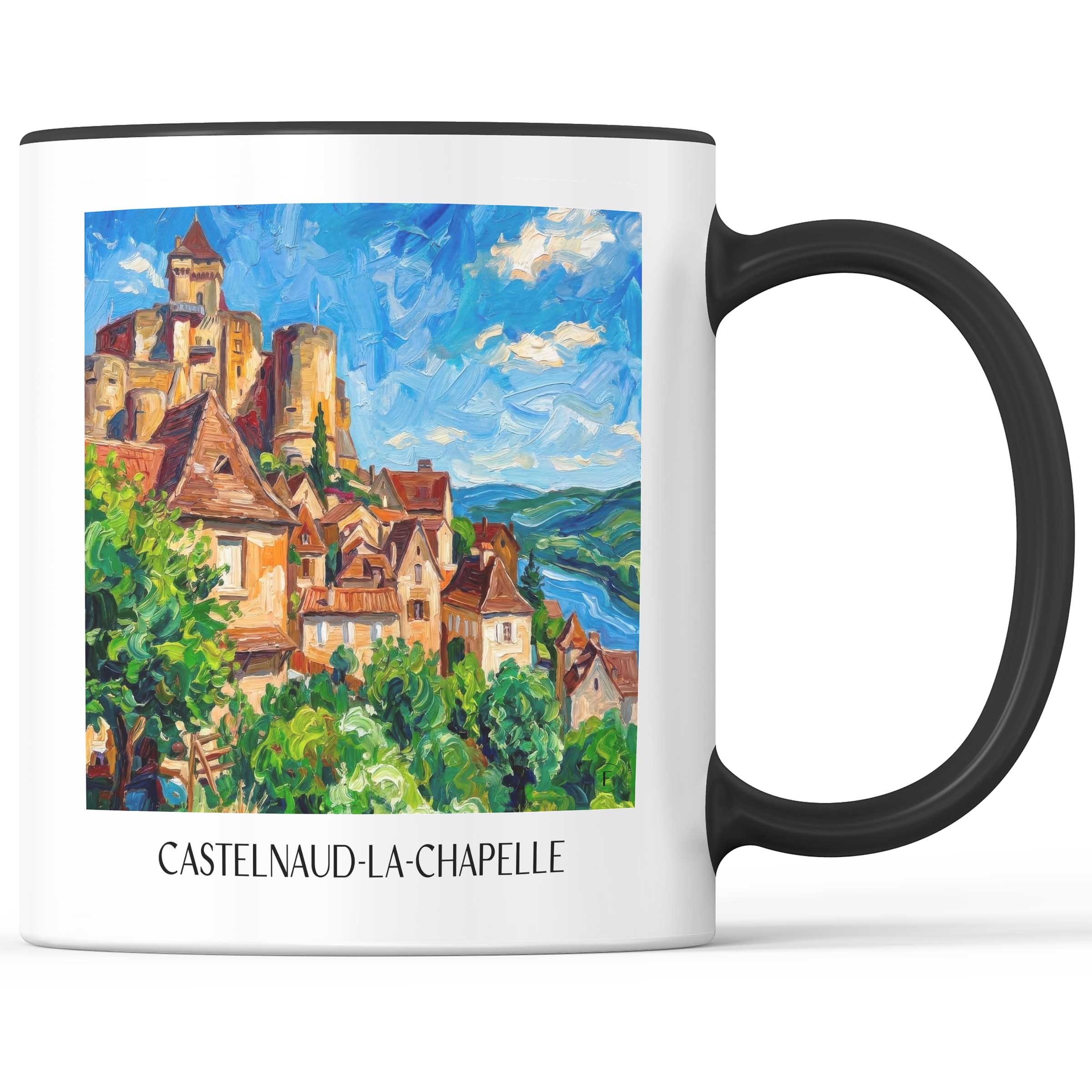 castelnaud-la-chapelle-périgord-noir-frankreich-kaffeebecher-oil-painting-oelgemaelde