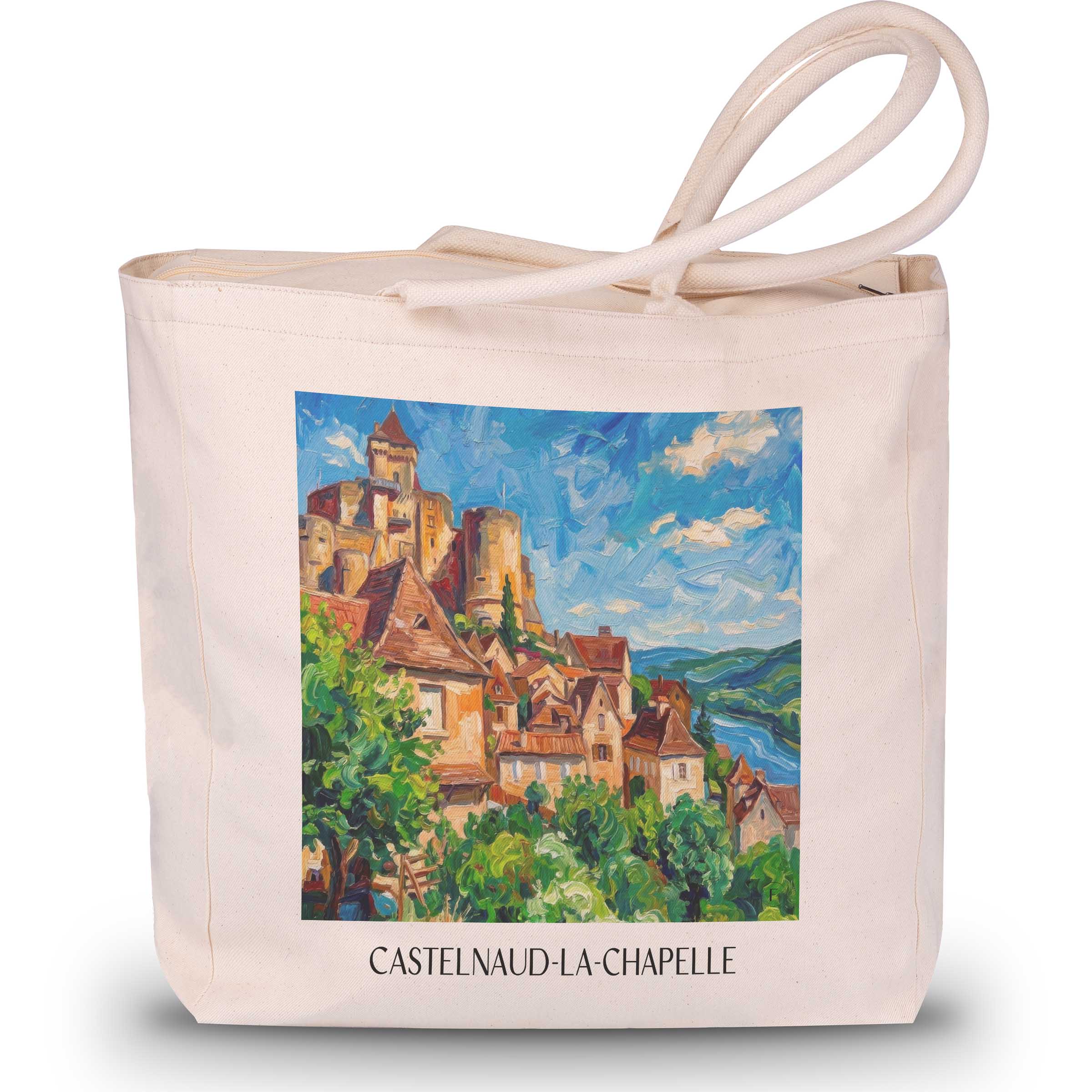 Castelnaud-la-Chapelle Shopping Tasche - Périgord Noir - Frankreich Tote Bag - Einkaufstasche im Ölgemälde Stil