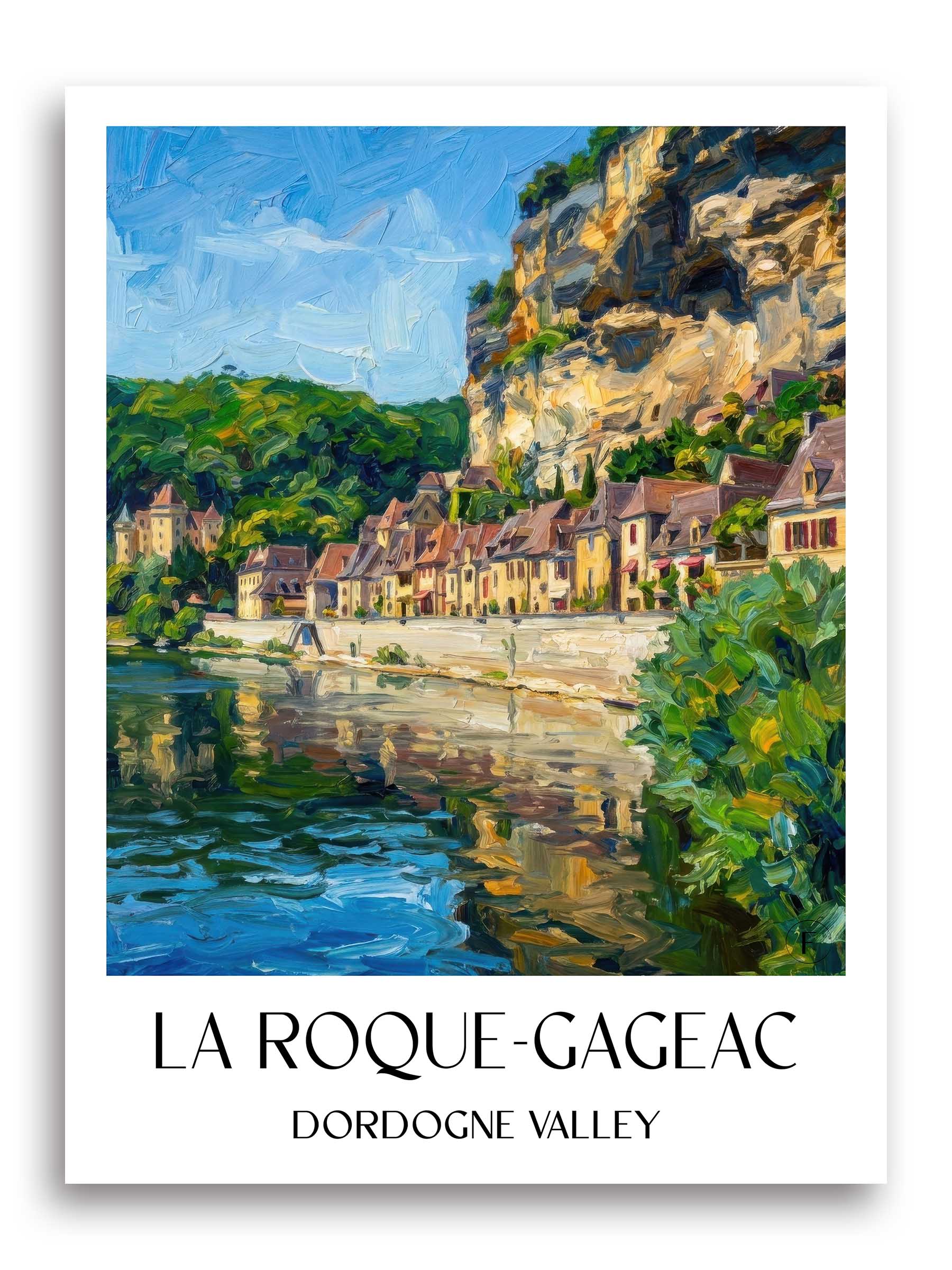 La Roque-Gageac Poster - Vallée de la Dordogne - Frankreich Kunstdruck - Ölgemälde von A4 bis A1