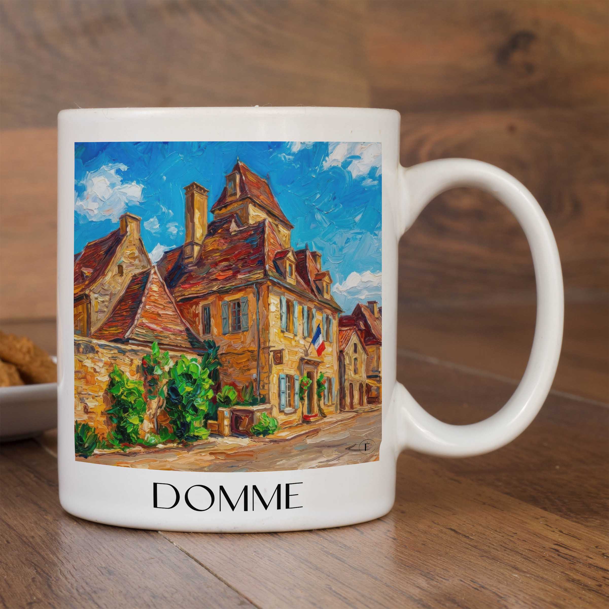 domme-périgord-noir-frankreich-kaffeebecher-oil-painting-oelgemaelde