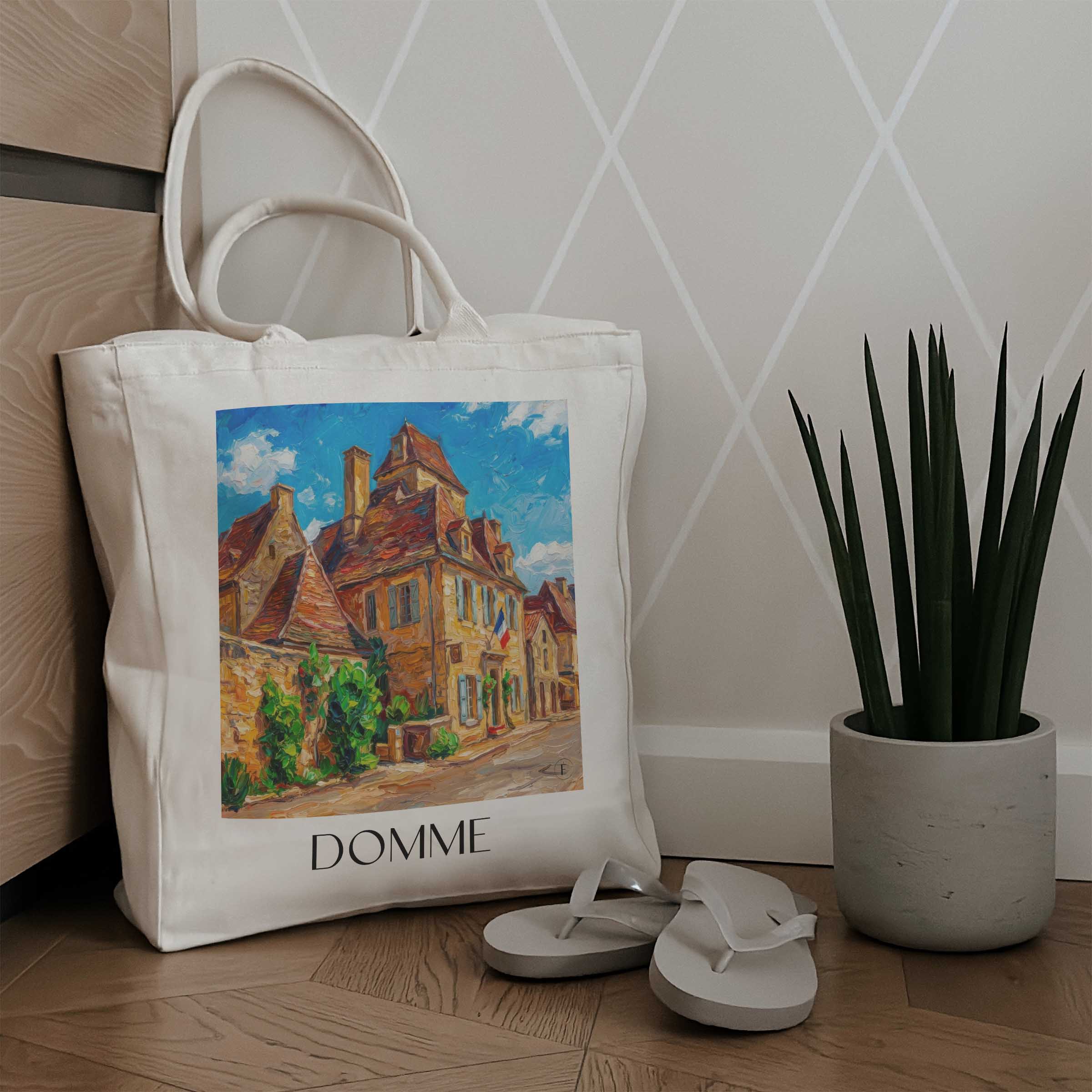 domme-périgord-noir-frankreich-einkaufstasche-oil-painting-oelgemaelde