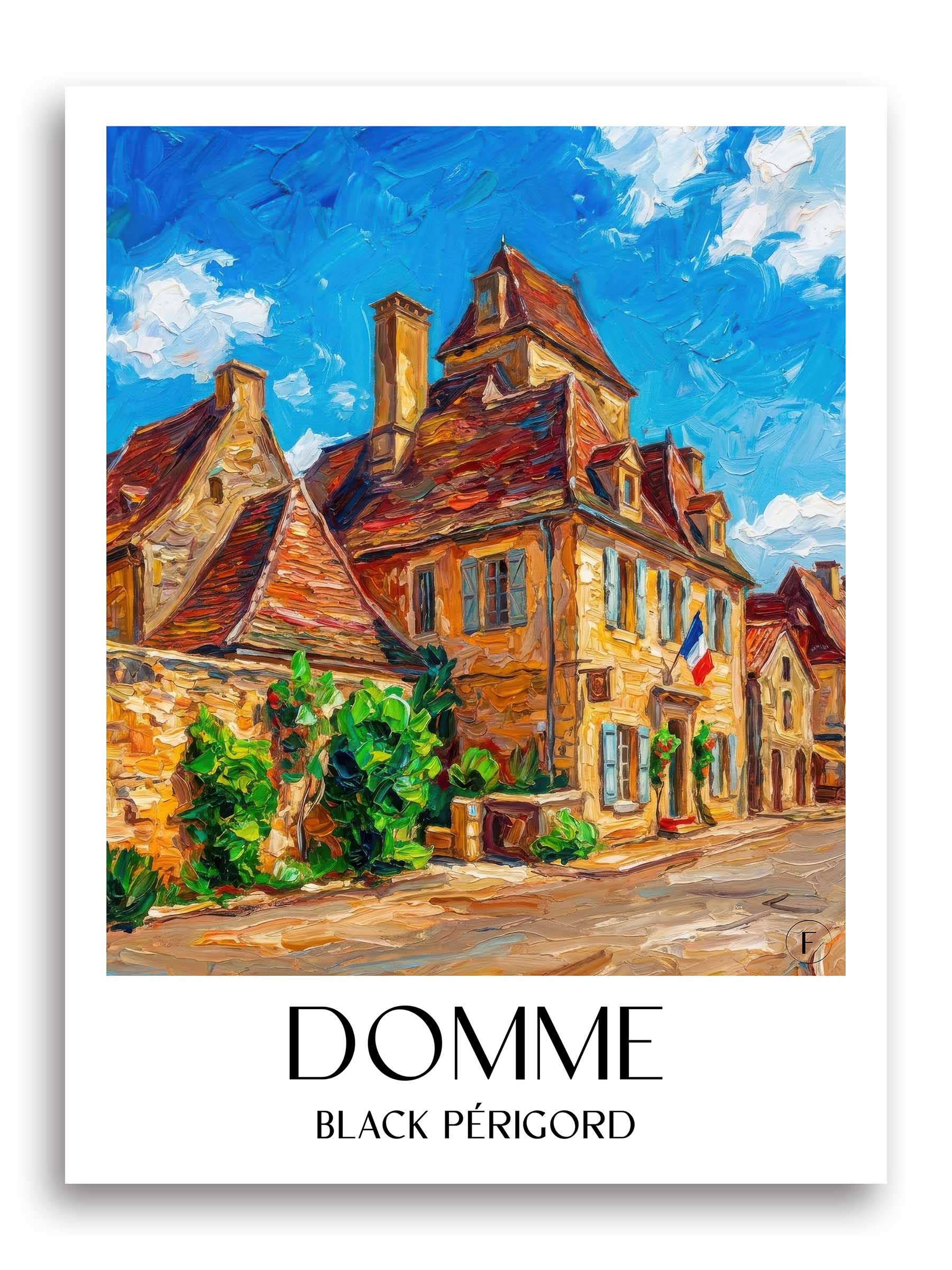 Domme Poster - Périgord Noir - Frankreich Kunstdruck - Ölgemälde von A4 bis A1