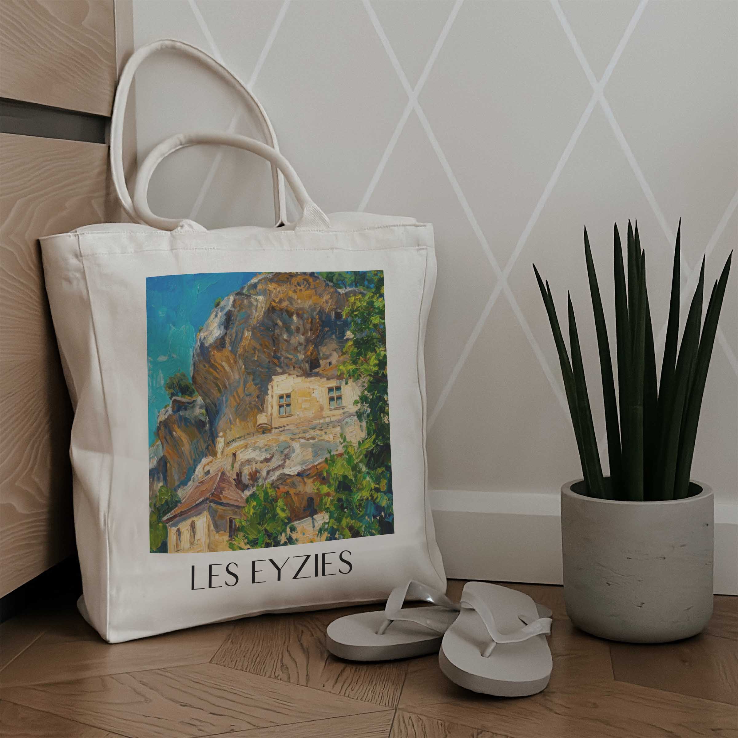 les-eyzies-vallée-de-la-vézère-frankreich-einkaufstasche-oil-painting-oelgemaelde