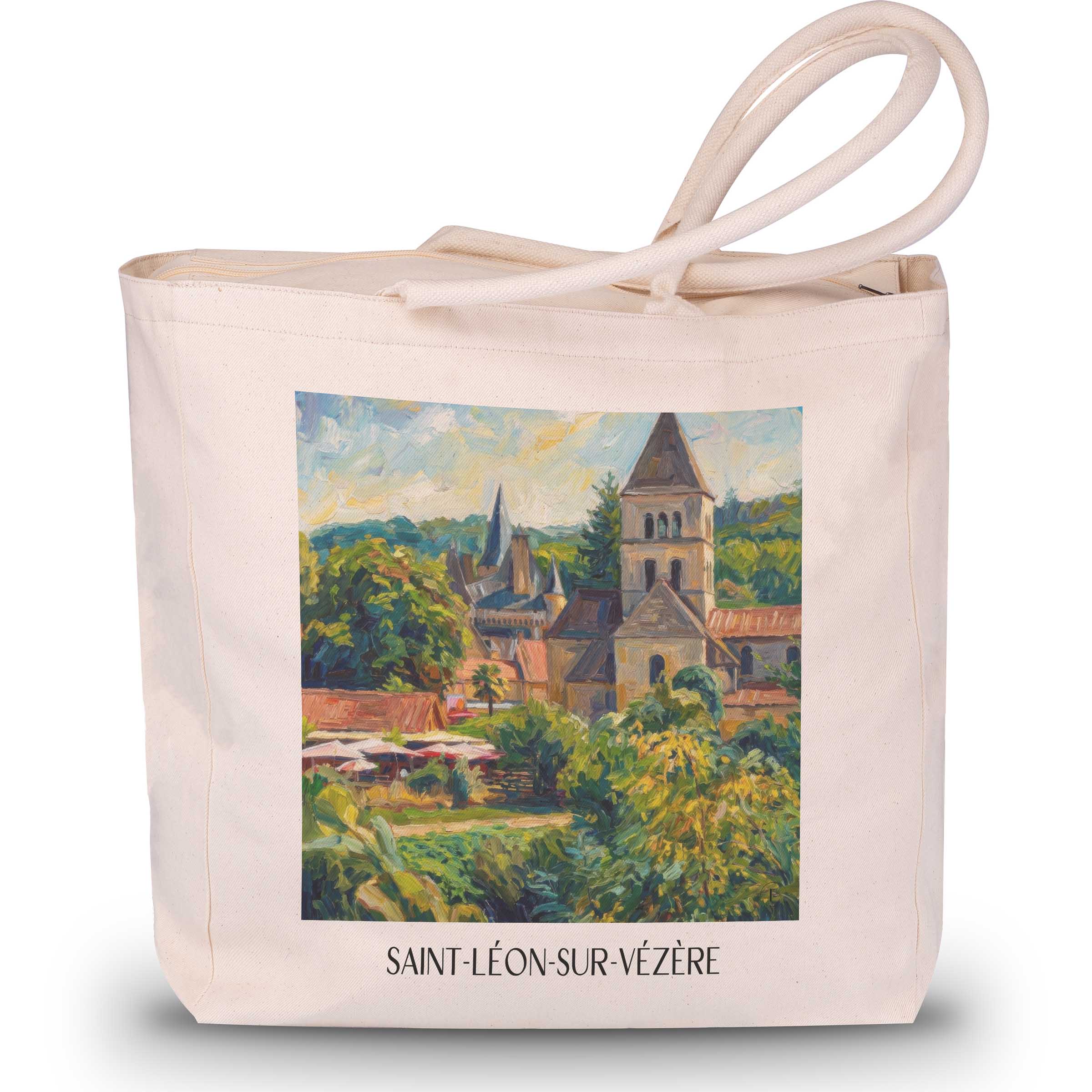 saint-léon-sur-vézère-vallée-de-la-vézère-frankreich-einkaufstasche-oil-painting-oelgemaelde