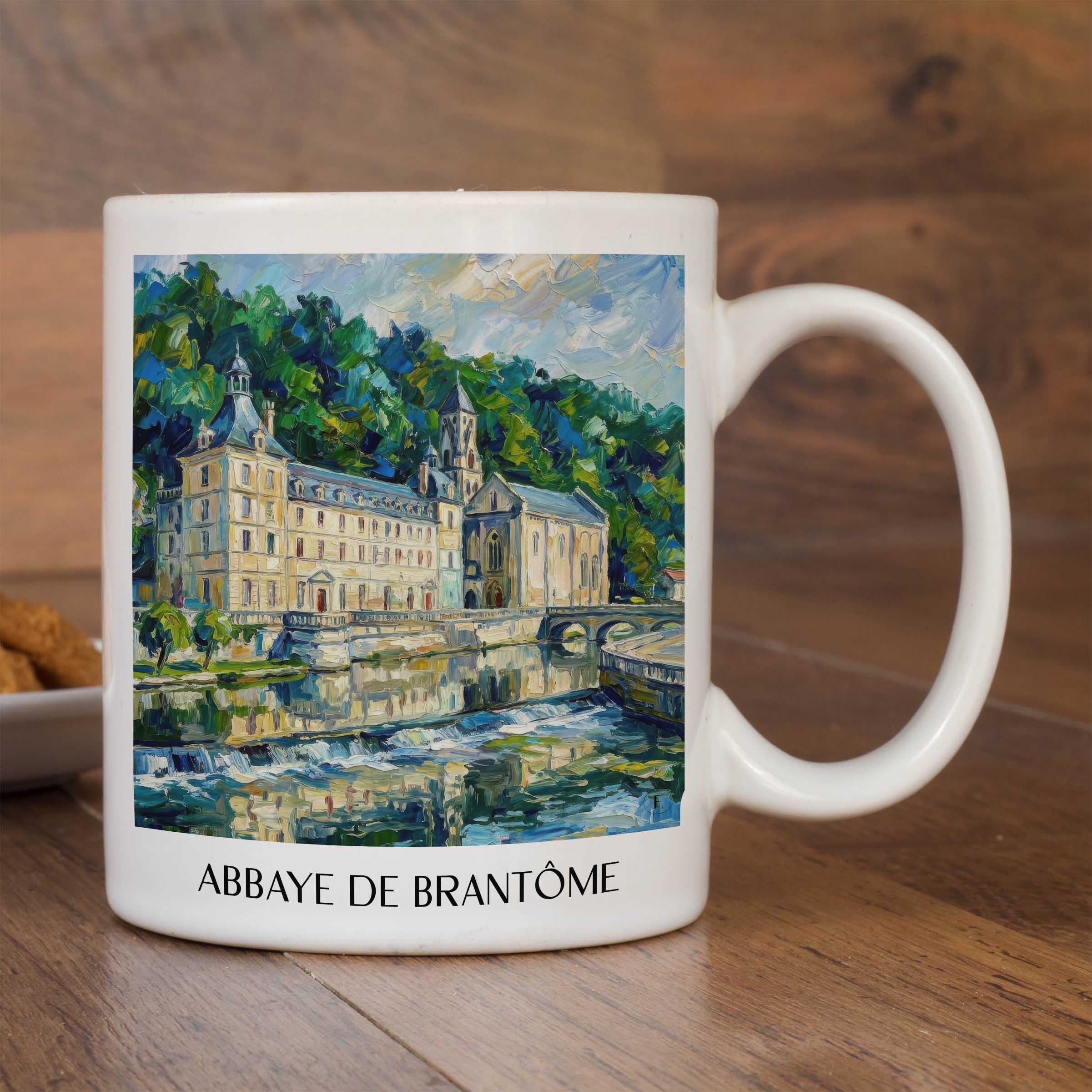 abbaye-de-brantôme-brantôme-frankreich-kaffeebecher-oil-painting-oelgemaelde