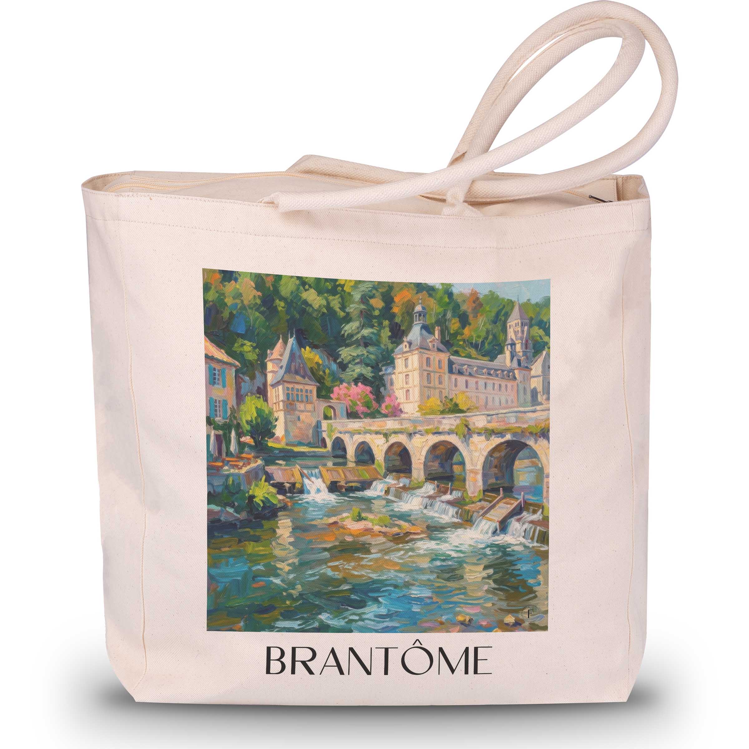 brantôme-périgord-vert-frankreich-einkaufstasche-oil-painting-oelgemaelde