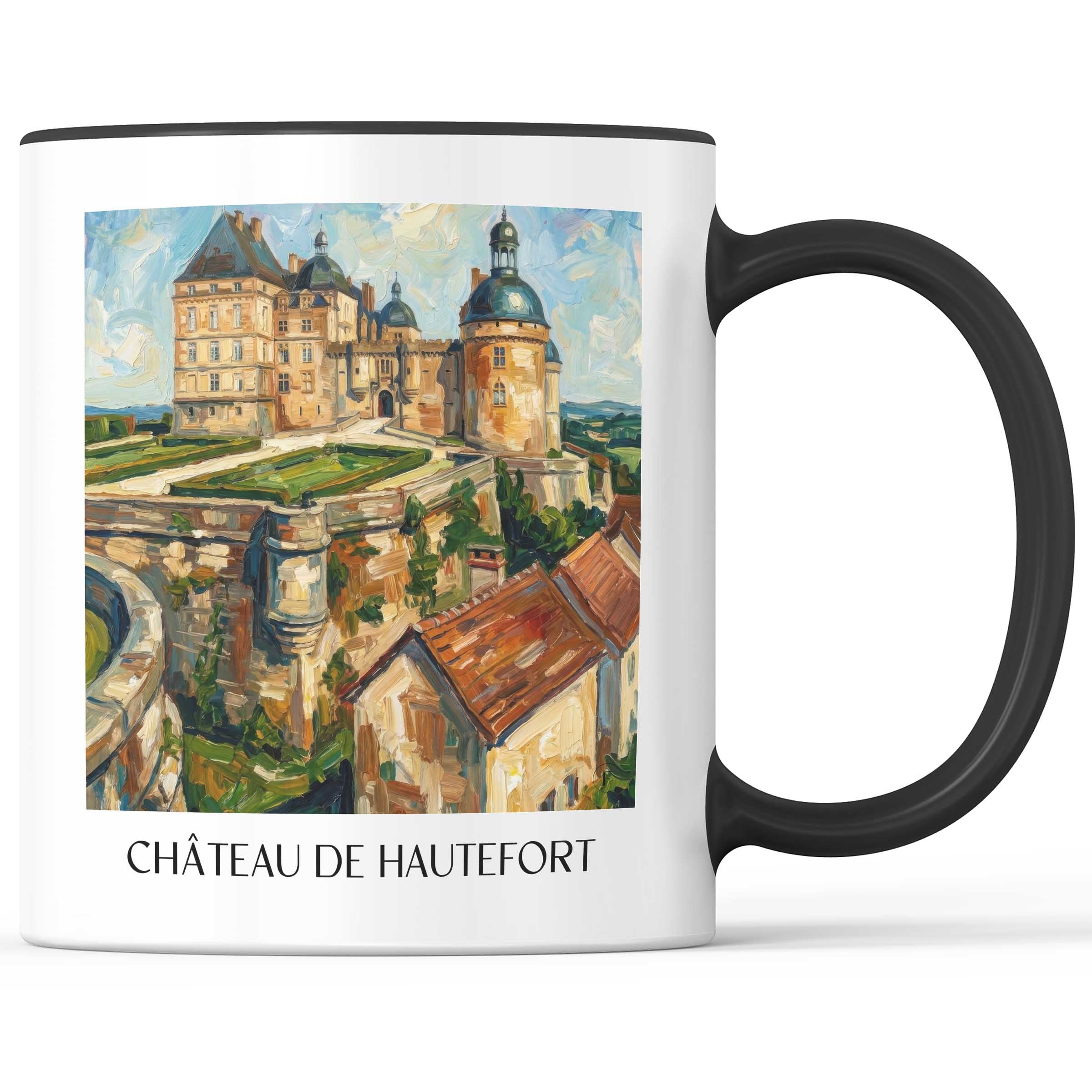 château-de-hautefort-périgord-noir-frankreich-kaffeebecher-oil-painting-oelgemaelde