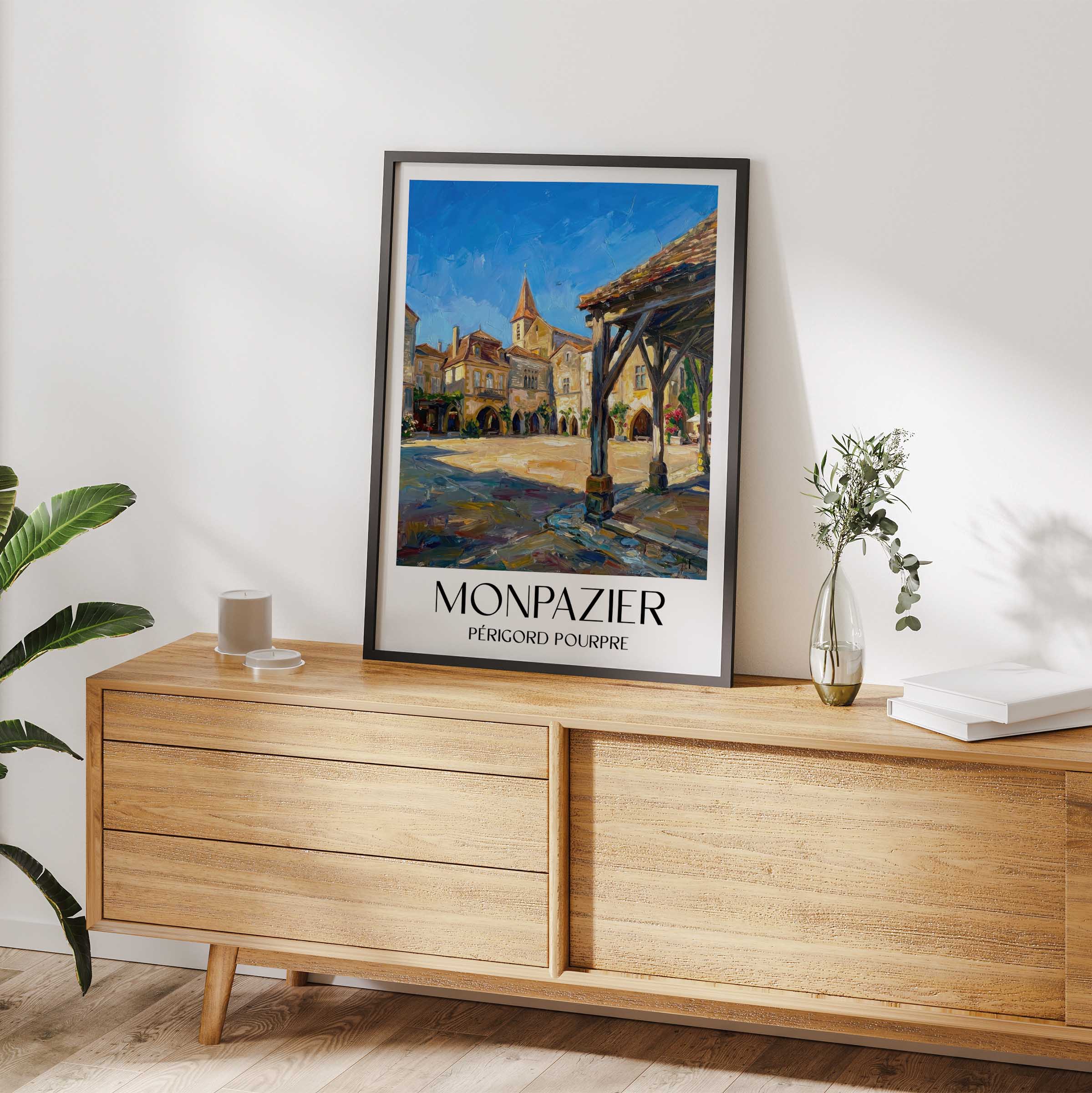 monpazier-périgord-pourpre-frankreich-poster-oil-painting-oelgemaelde