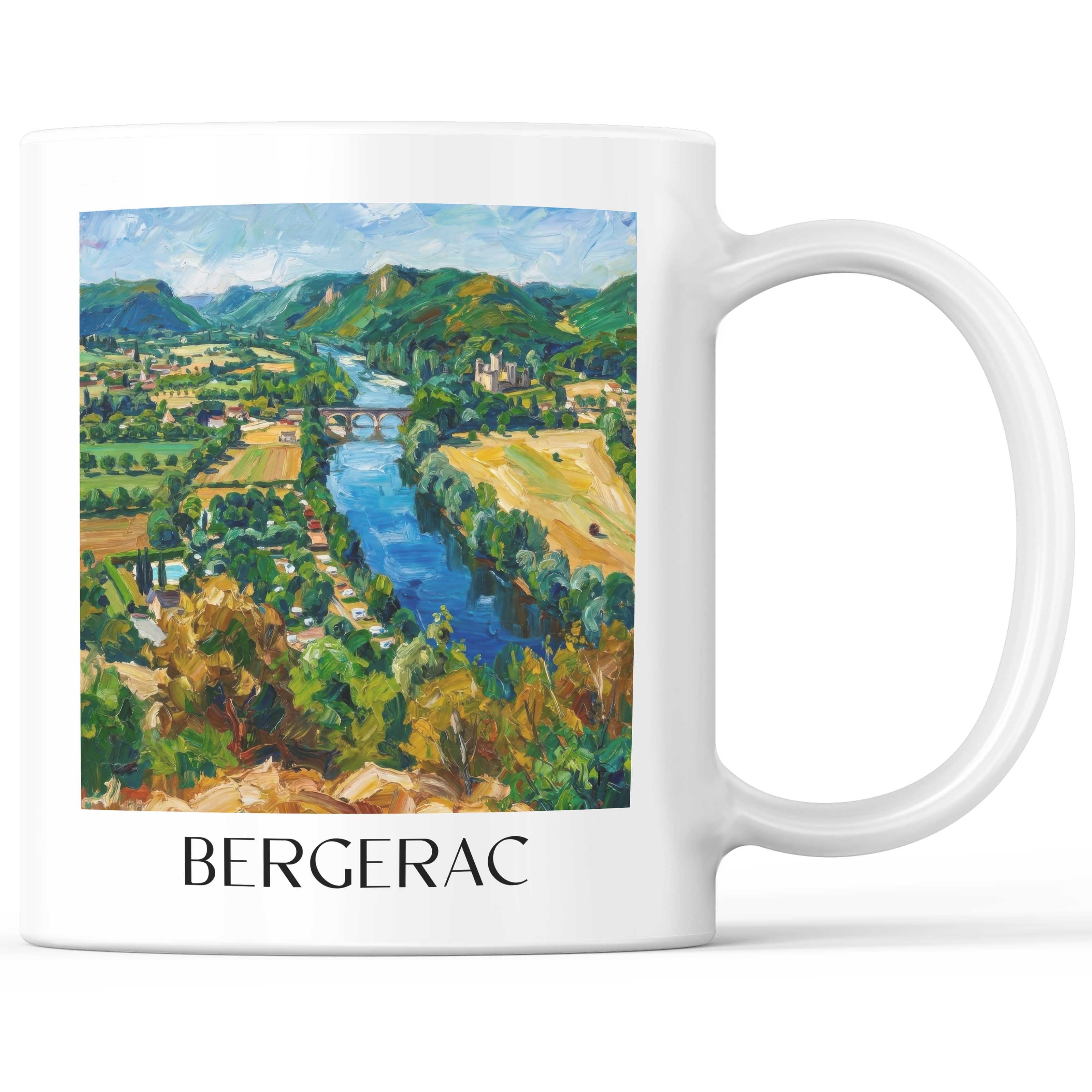 Bergerac Kaffeebecher - Périgord Pourpre - Frankreich Becher - Kaffeetasse im Ölgemälde Stil