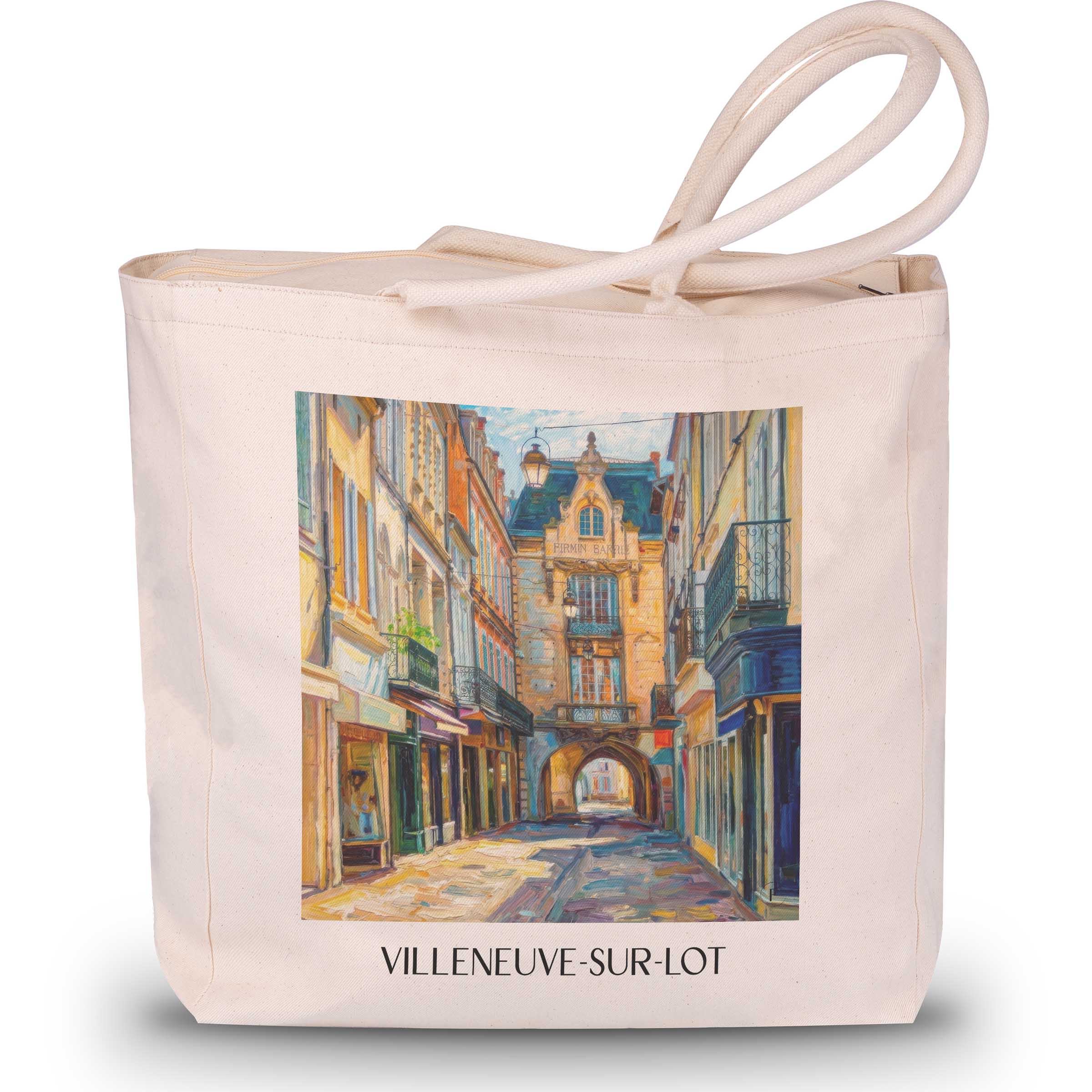 Villeneuve-sur-Lot Shopping Tasche - Vallée du Lot - Frankreich Tote Bag - Einkaufstasche im Ölgemälde Stil