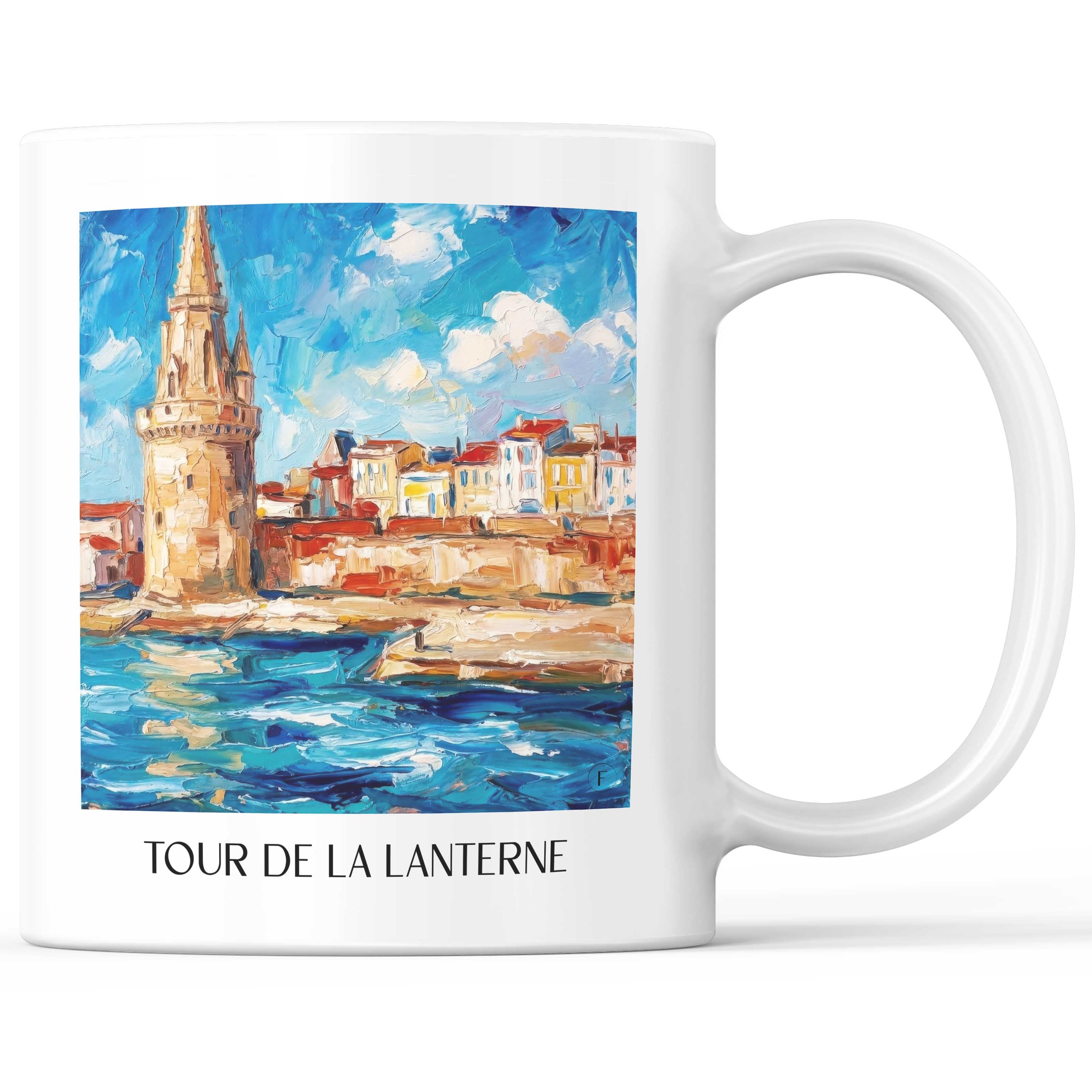 Tour de la Lanterne Kaffeebecher - La Rochelle - Frankreich Becher - Kaffeetasse im Ölgemälde Stil