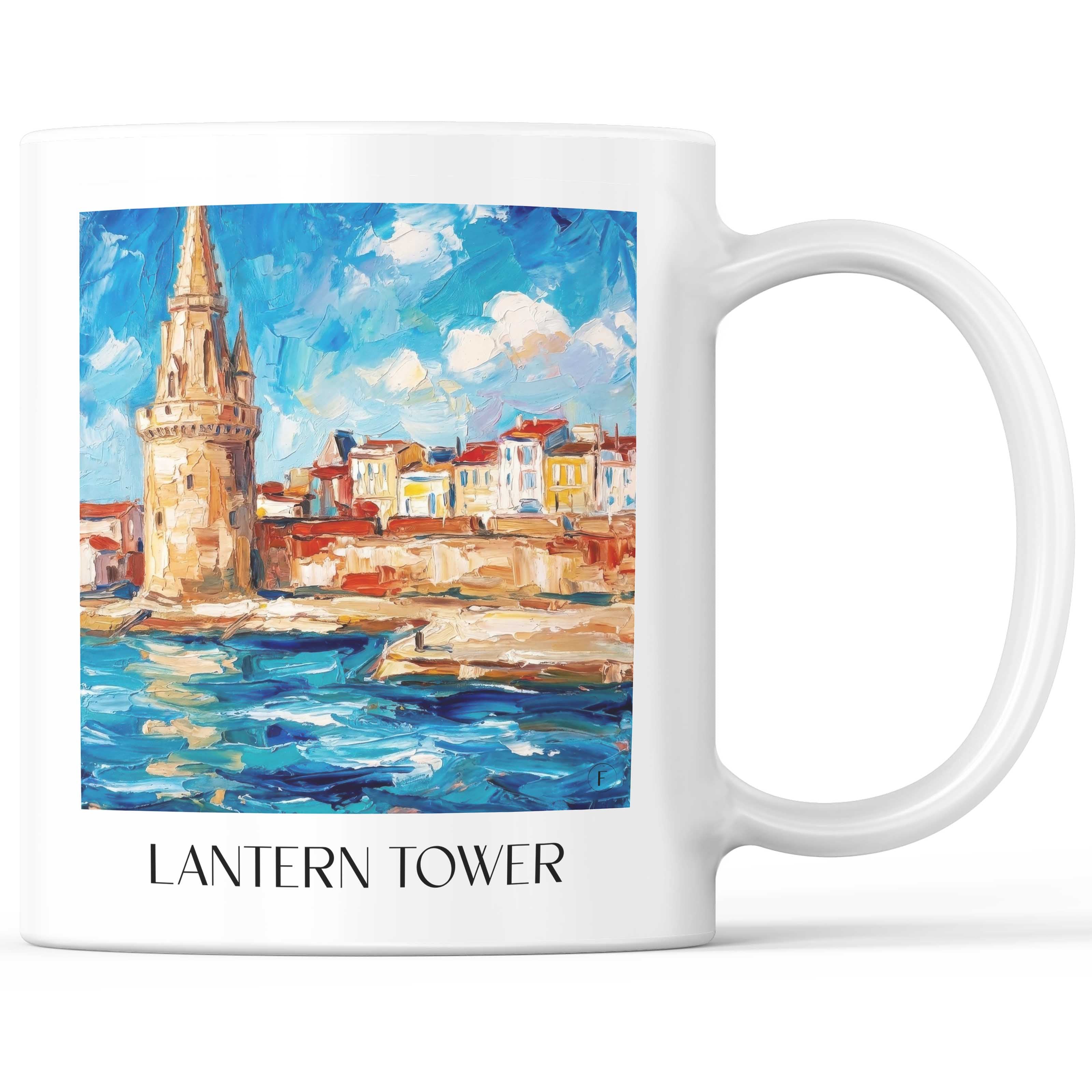 Tour de la Lanterne Kaffeebecher - La Rochelle - Frankreich Becher - Kaffeetasse im Ölgemälde Stil